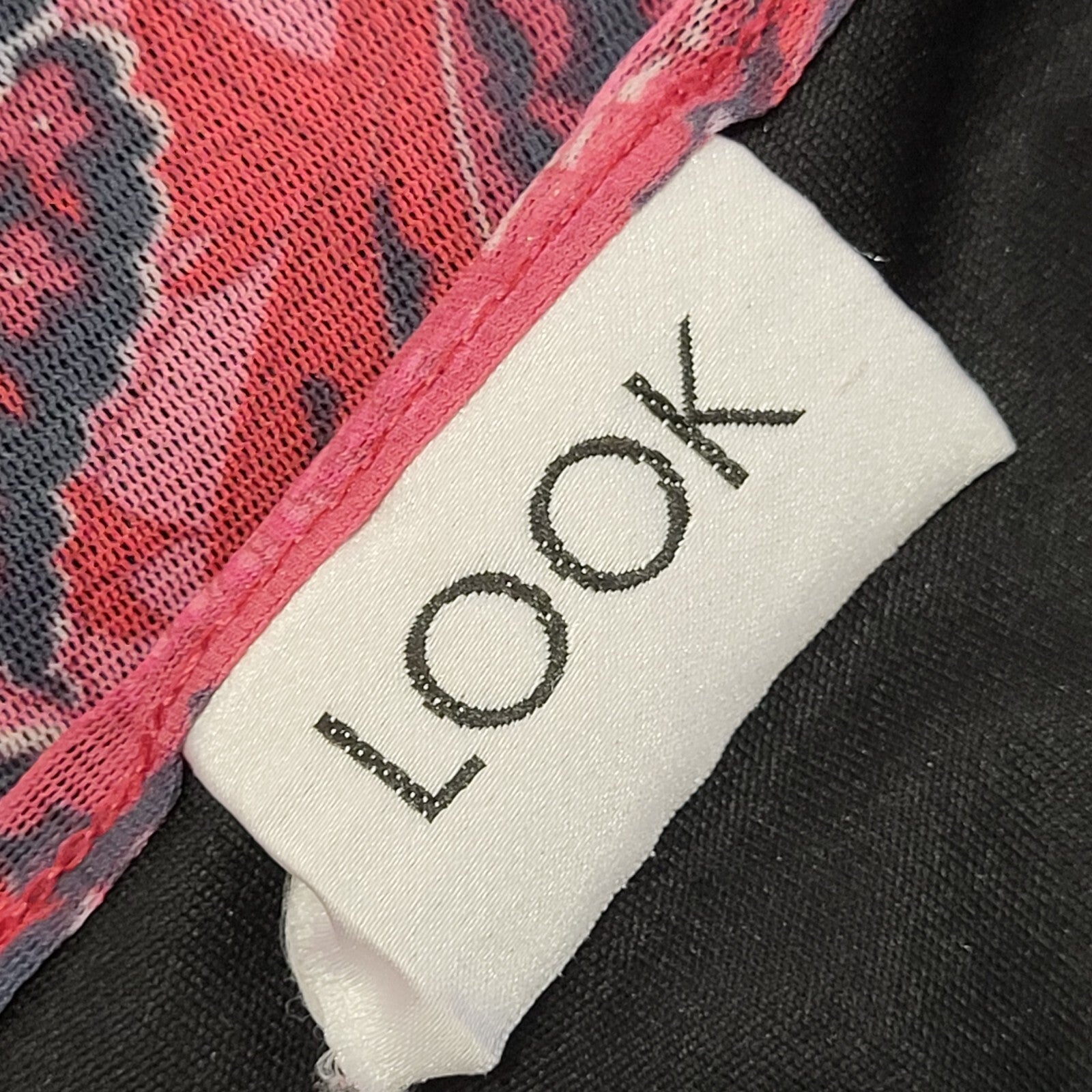 Look Y2k Vintage Pink Black Floral 3/4 Sleeve Dress Uk Women's Size 10