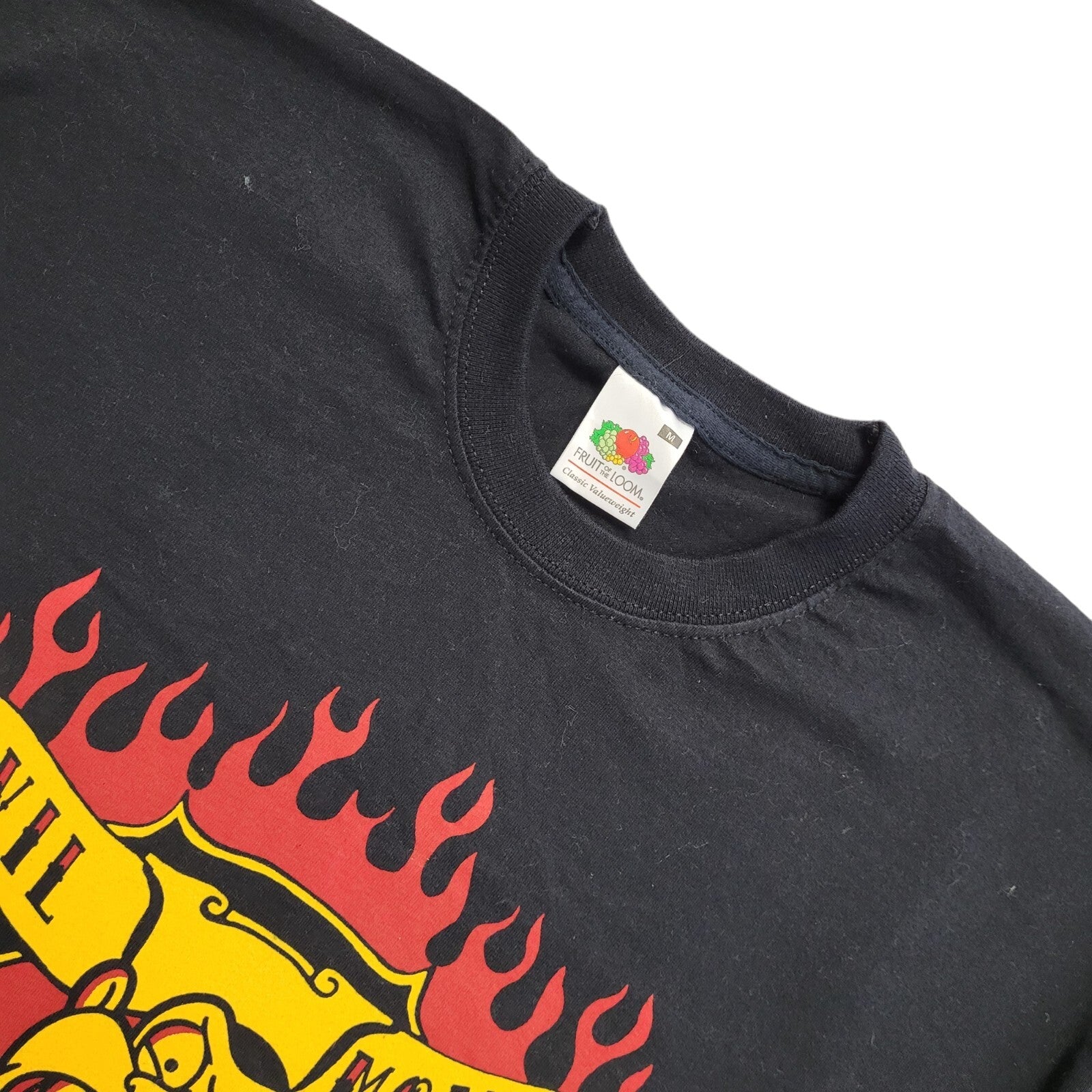 Fruits Of Loom Vintage Y2K Black Evil Monkey Short Sleeve T-Shirt Mens UK Size M