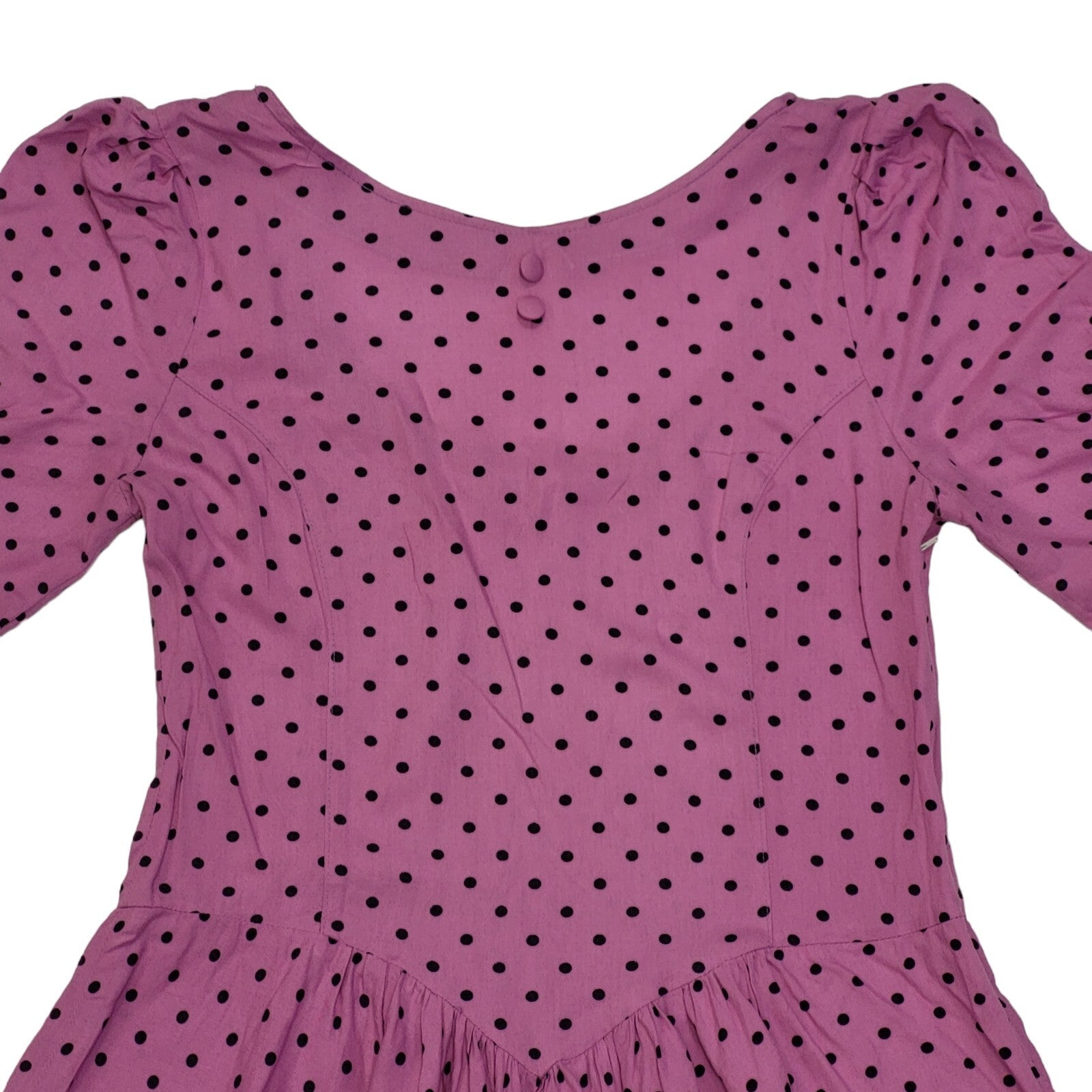 80s Vintage Lilac Polka Dot Fit & Flare Daywear Dress Women's 12