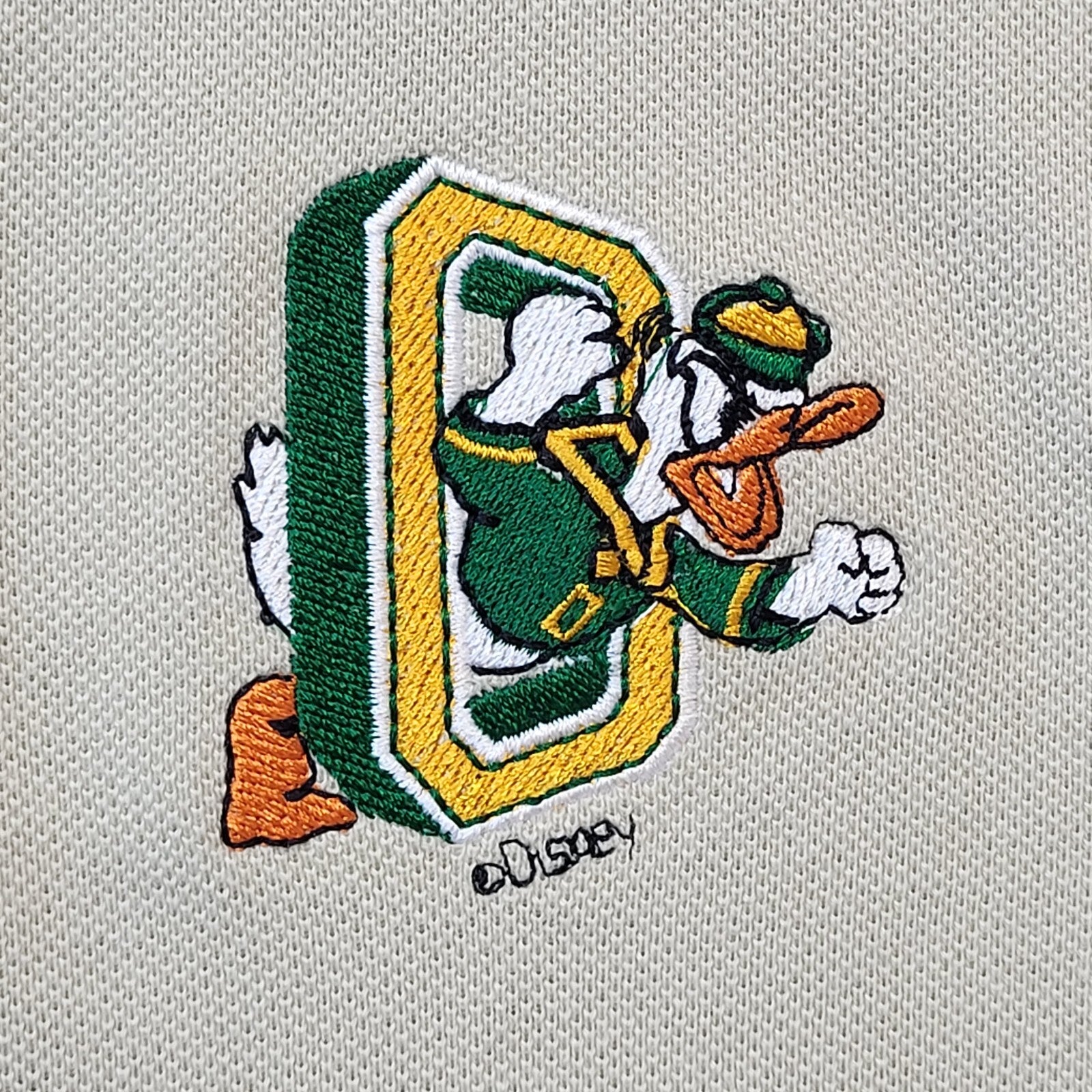 Champion 90s Vintage Oregon Ducks Beige Short Sleeve Polo Shirt Men's Size Small