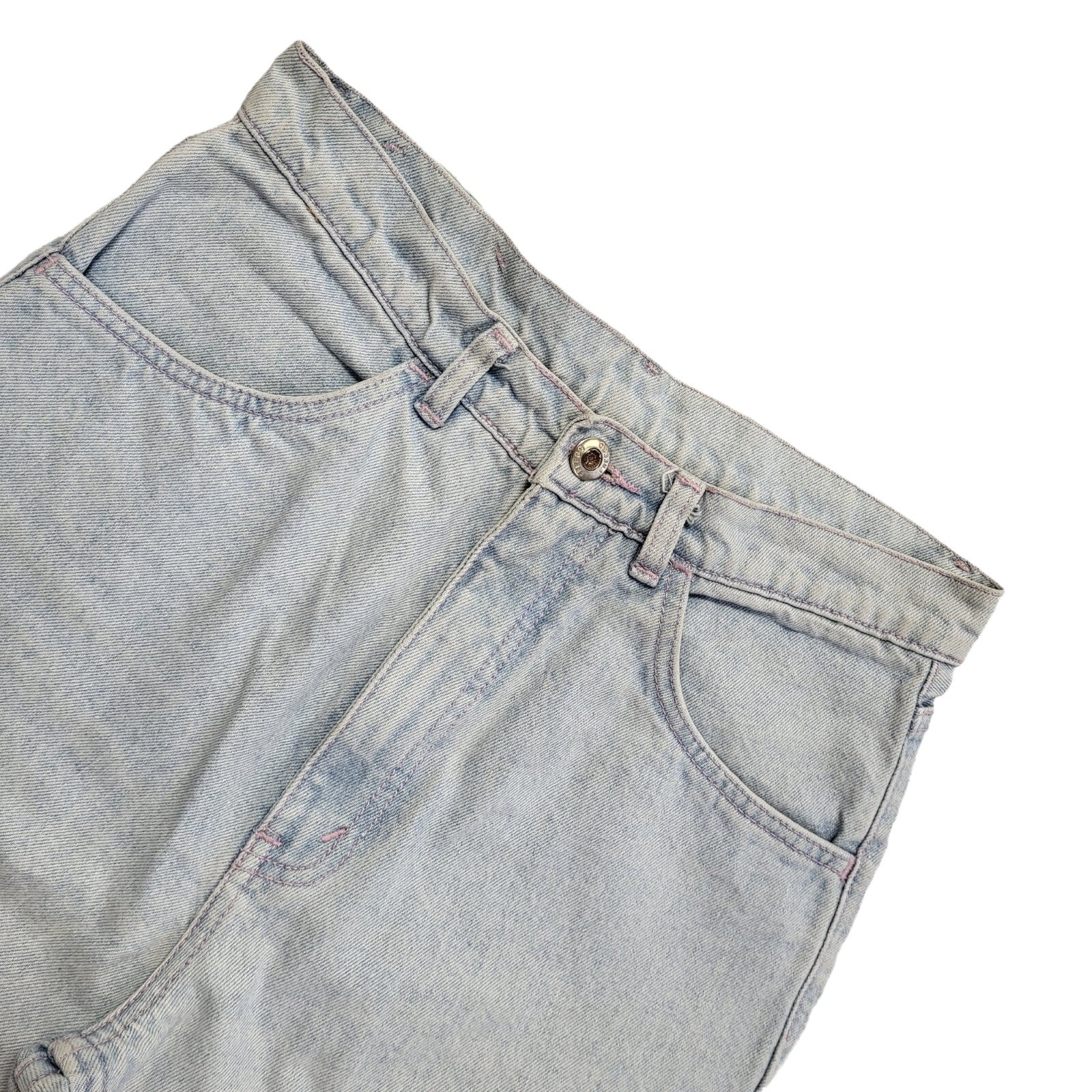 Les Fleurs Vintage 90's Light Blue Zipped Denim Shorts Uk Women's Size M W28