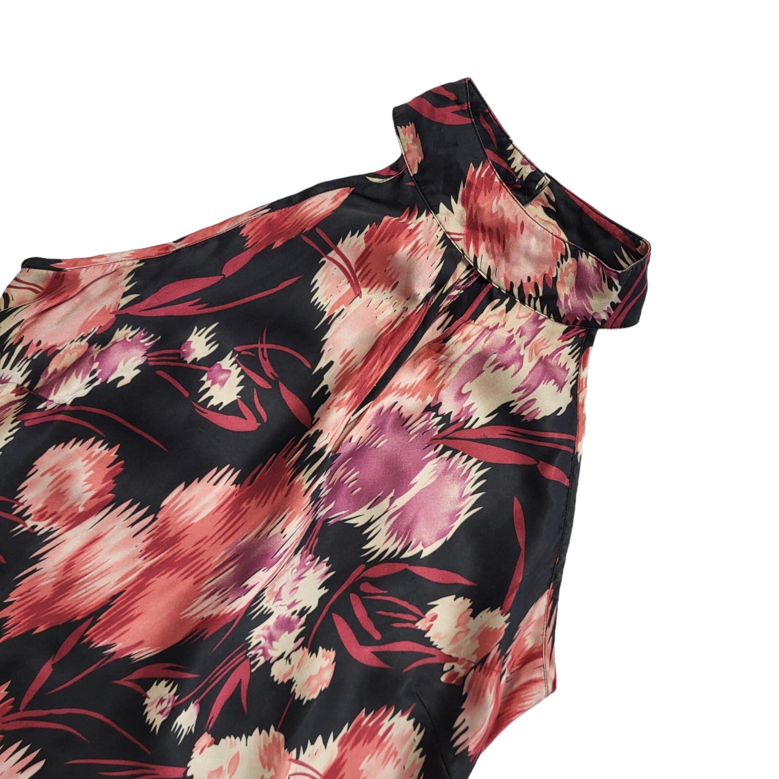 Principles Petite Vintage 90's Black & Pink Floral Halterneck Top Womens Size 6