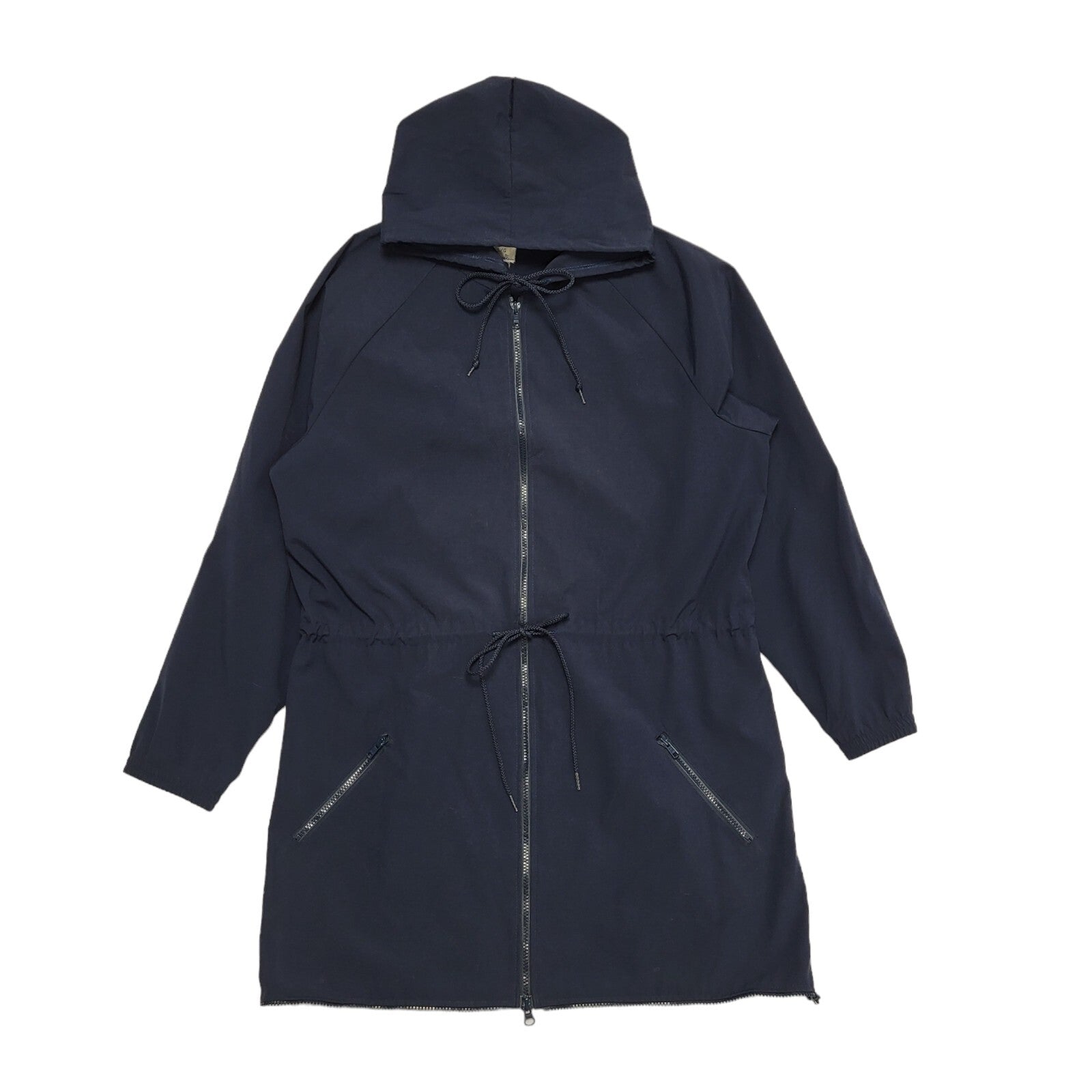 Vintage Y2k Zipped Navy Blue Hooded Jacket Uk Women's Size Large