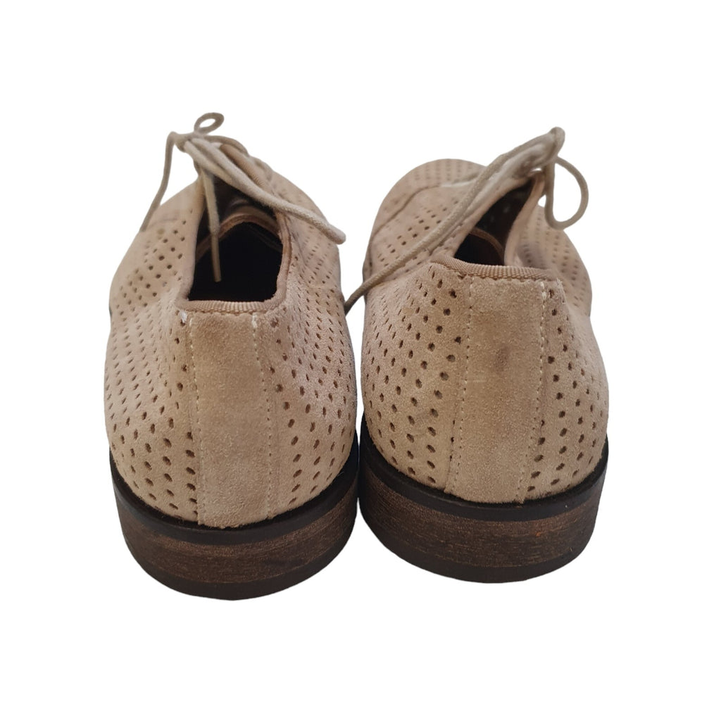 Selected Homme Perforated Beige Leather Casual Lace Up Men's Shoes Uk 7