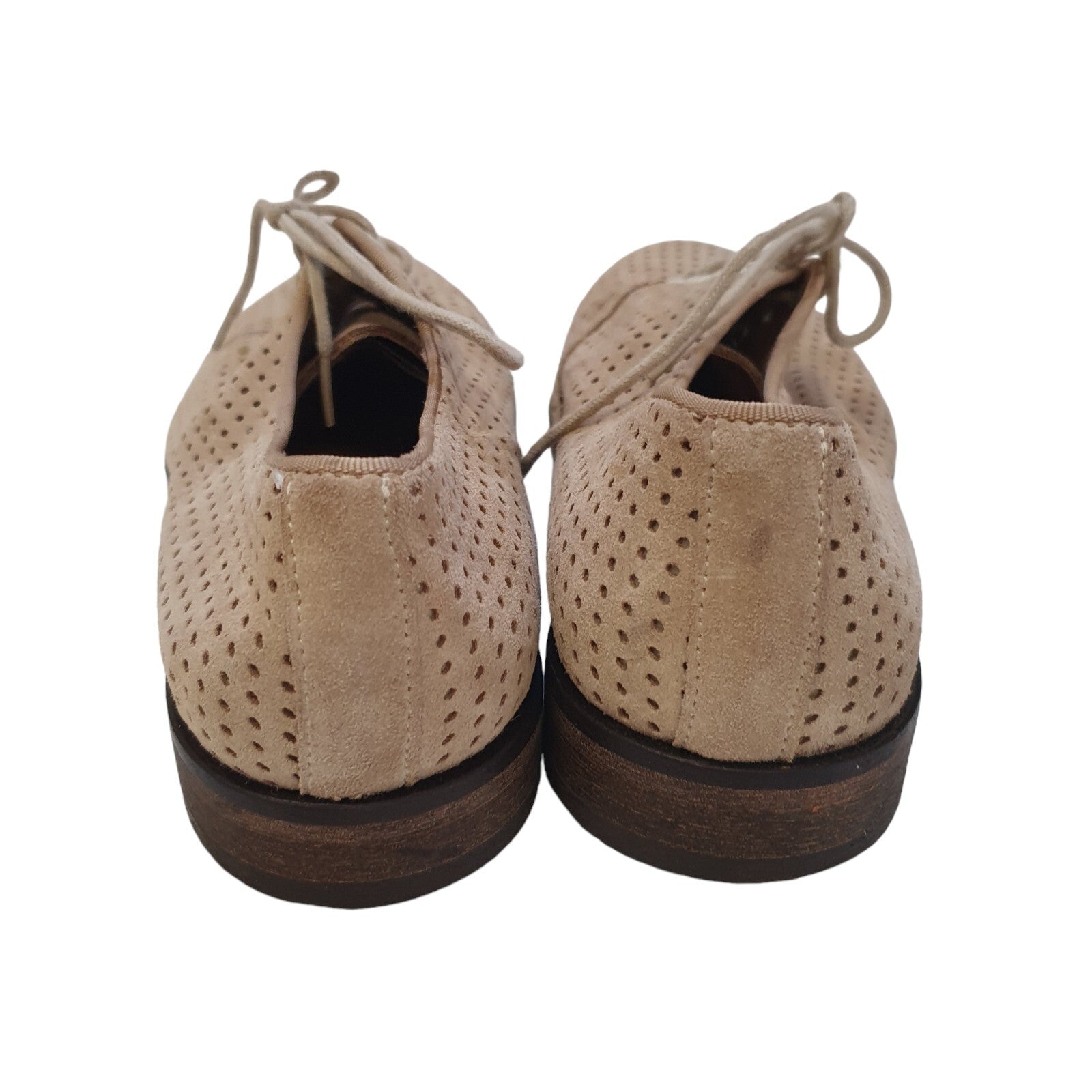 Selected Homme Perforated Beige Leather Casual Lace Up Men's Shoes Uk 7