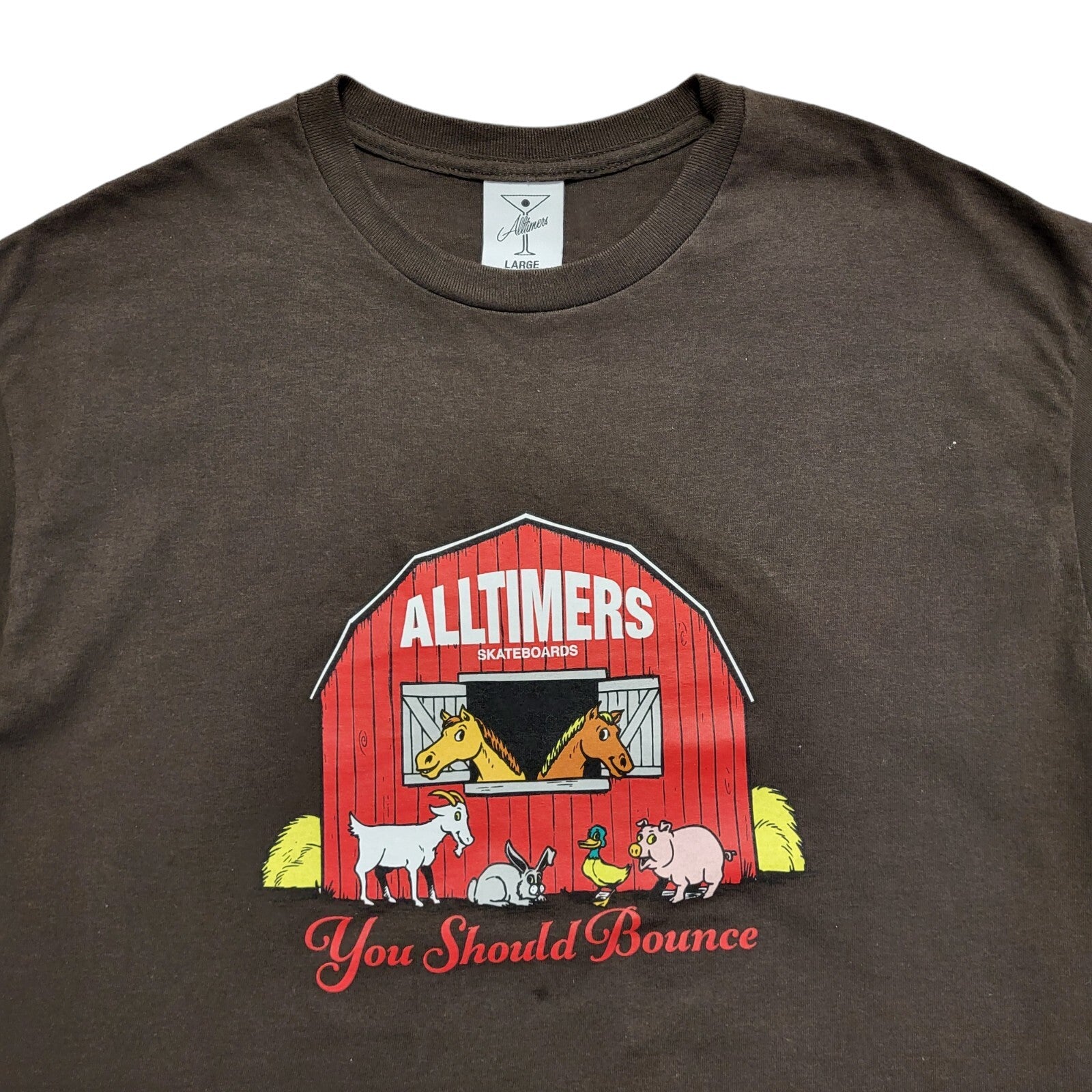 Alltimers Brown Vintage 90s 'You Should Bounce' Short Sleeve T-Shirt Mens Size L