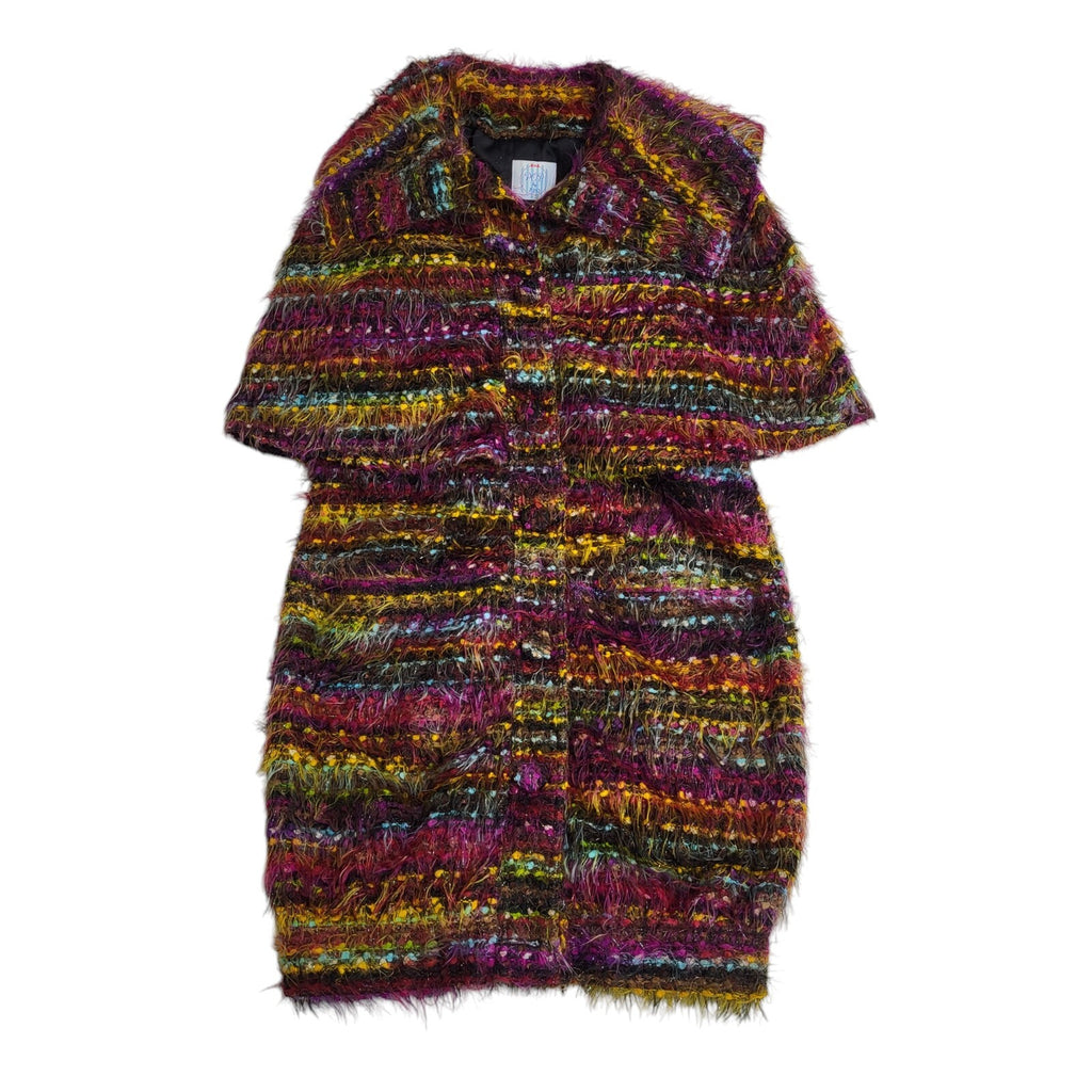 Pop Multicoloured Vintage 90's Capped Sleeve Chunky Cardigan/Coat Women's UK 8