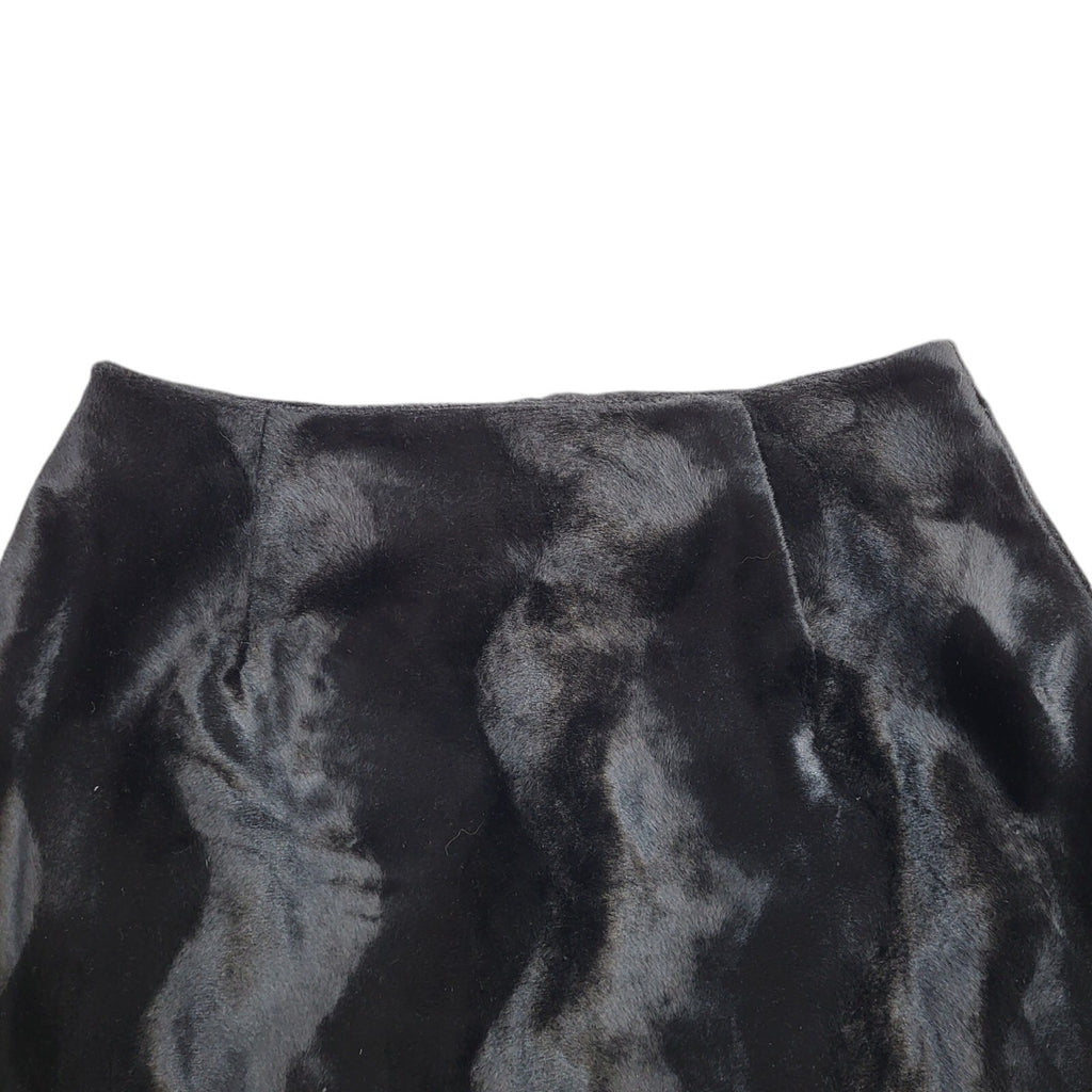 New Look Vintage 90's Black Faux Fur A-Line Skirt BNWT Women's Size 10 W28