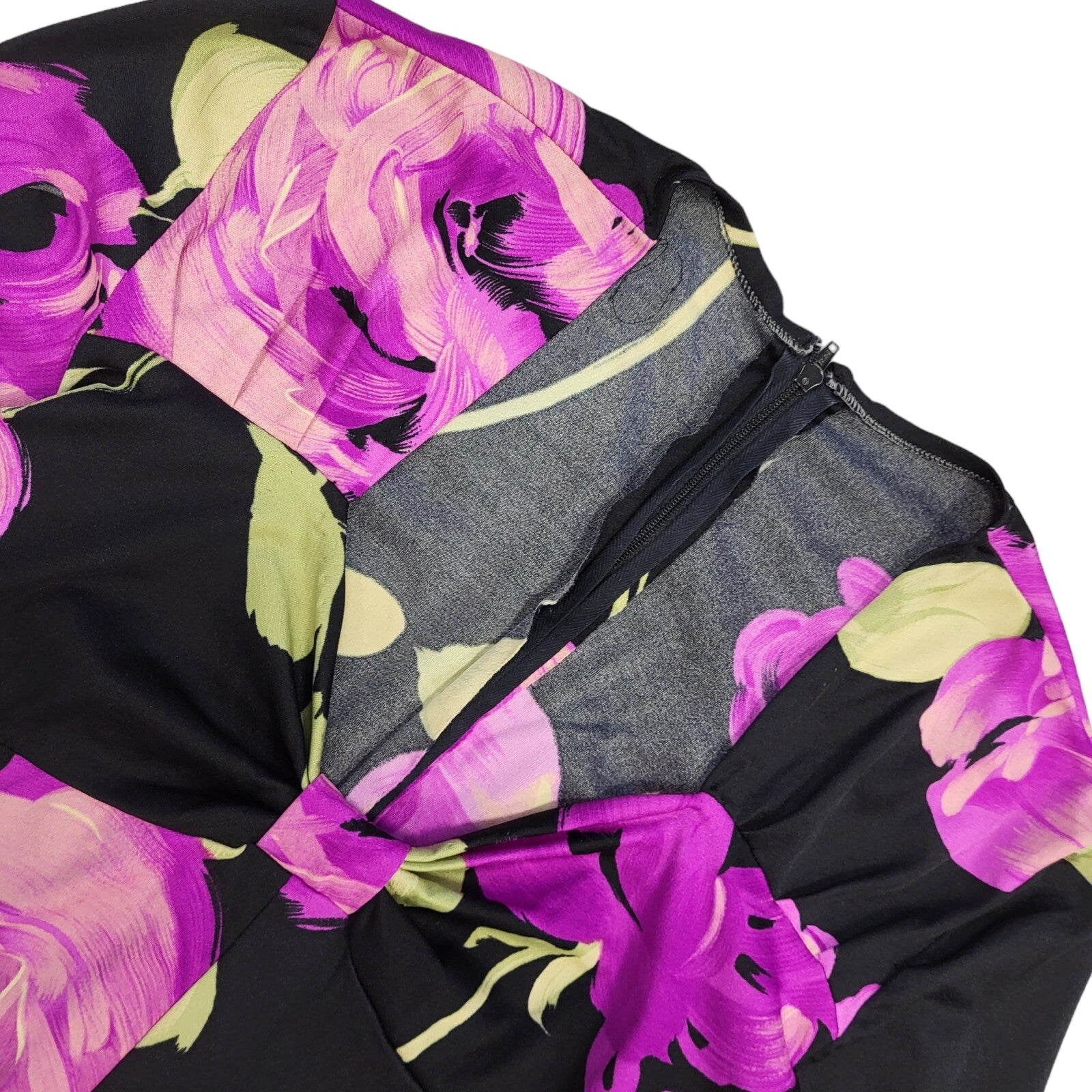 70s Vintage Purple Floral V-Neck Long Sleeved Maxi Dress Women's 10