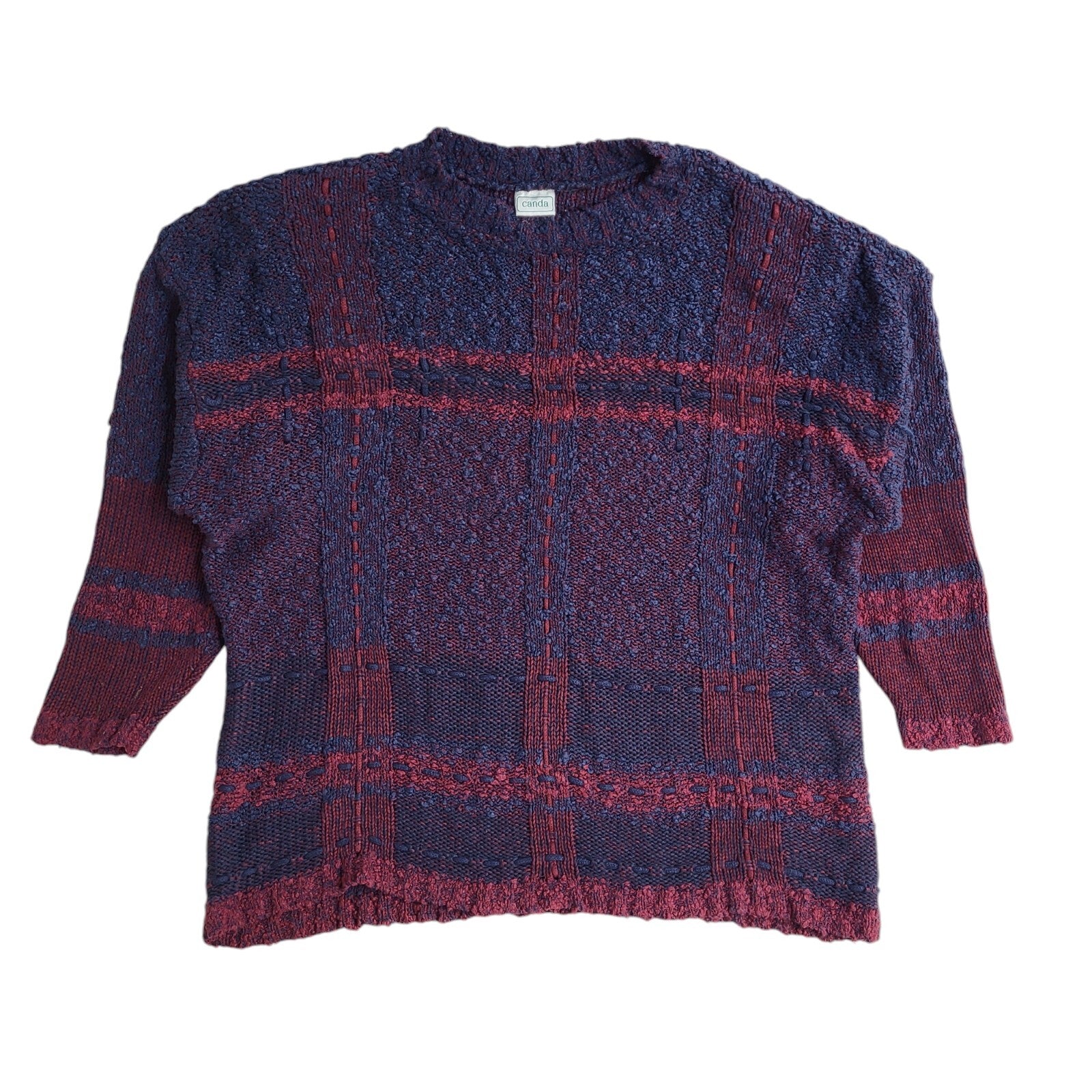 C&A Vintage 90's Blue & Red Round Neck Jumper UK Women's Size XL