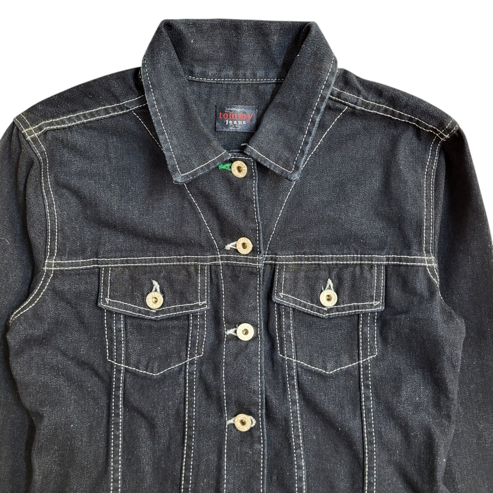 Tommy Jeans Blue Collared Button Front Denim Jacket 90s UK Women's Size S
