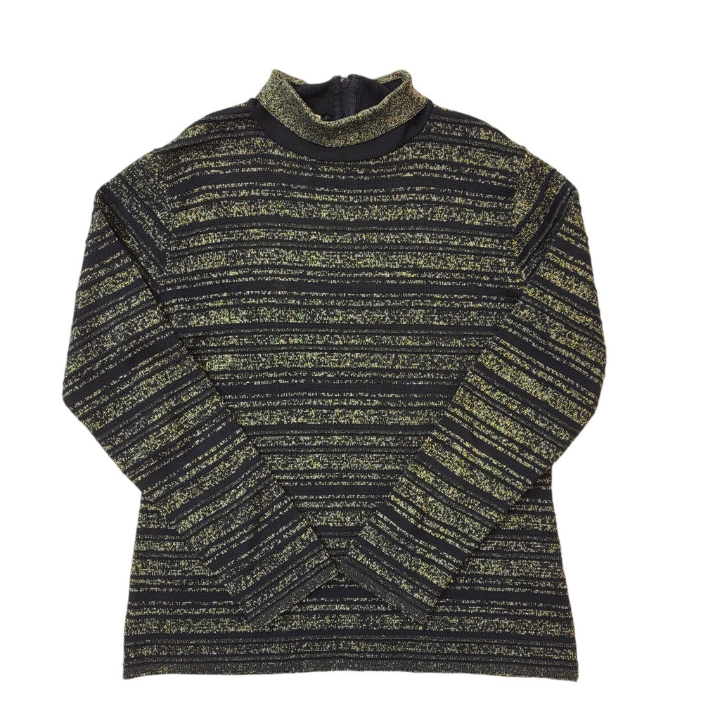 70s Vintage Hutchisons Black & Gold Roll Neck Jumper Women's Size M Eu 38