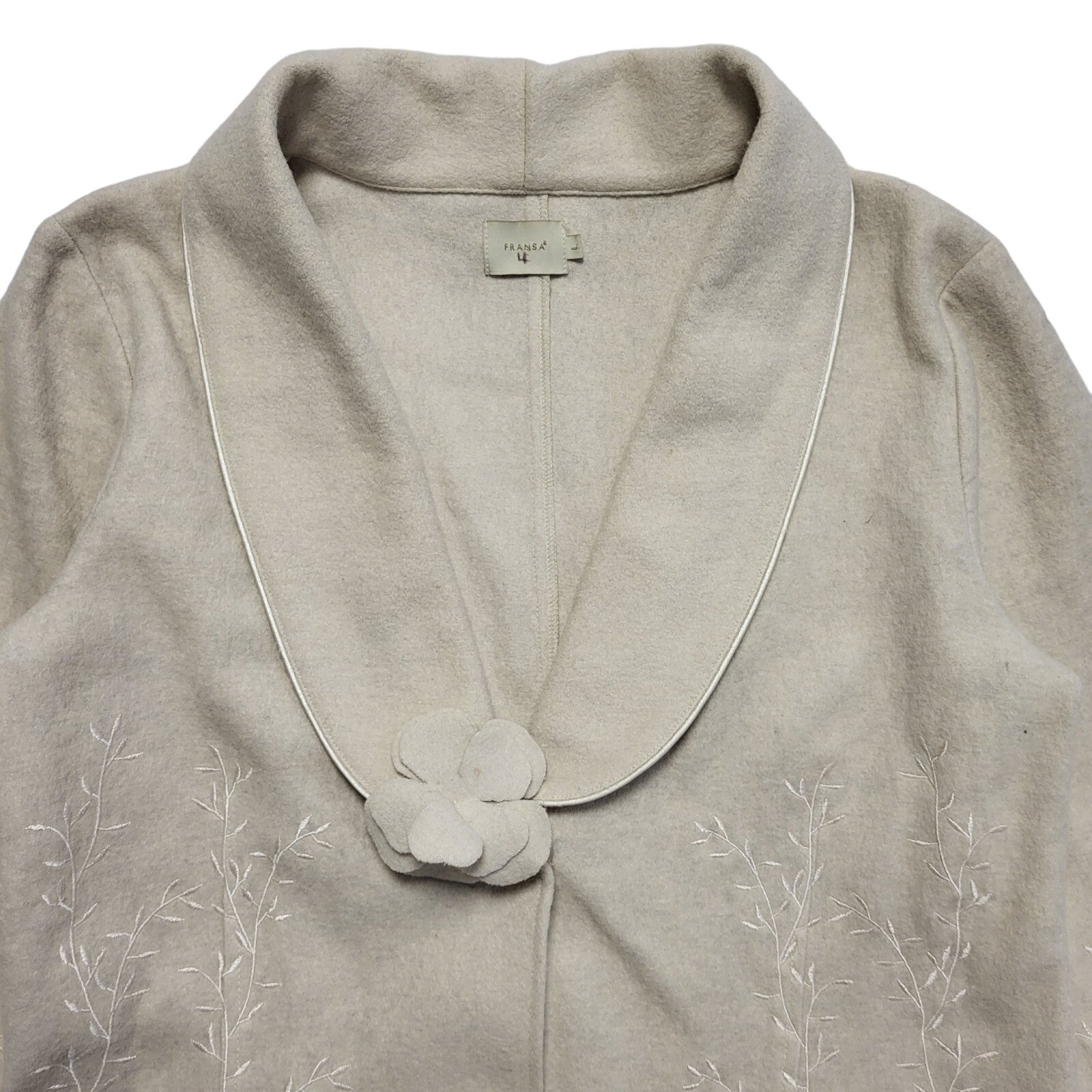 Fransa Stone Wool Dress Jacket Uk Women's Size Large