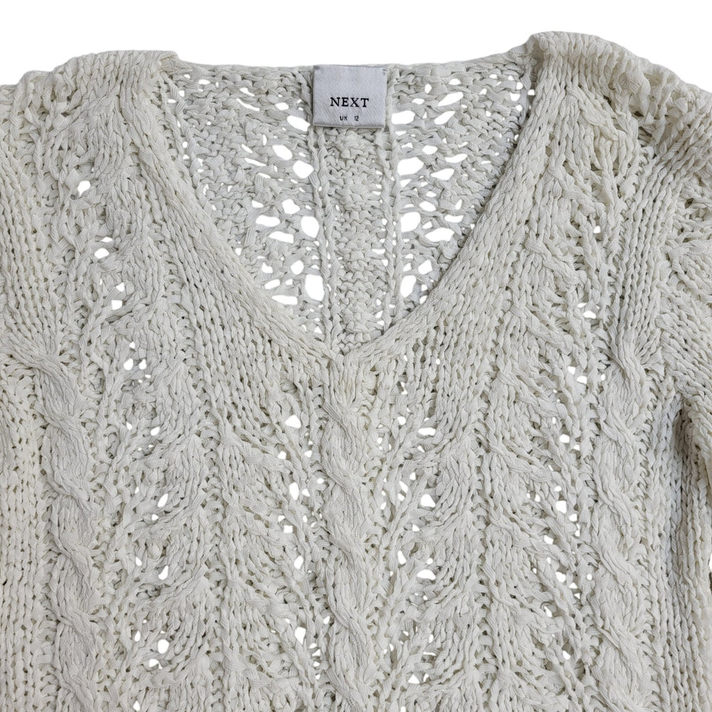 Next White V-Neck Mesh Vintage 90's Jumper UK Women's Size 12