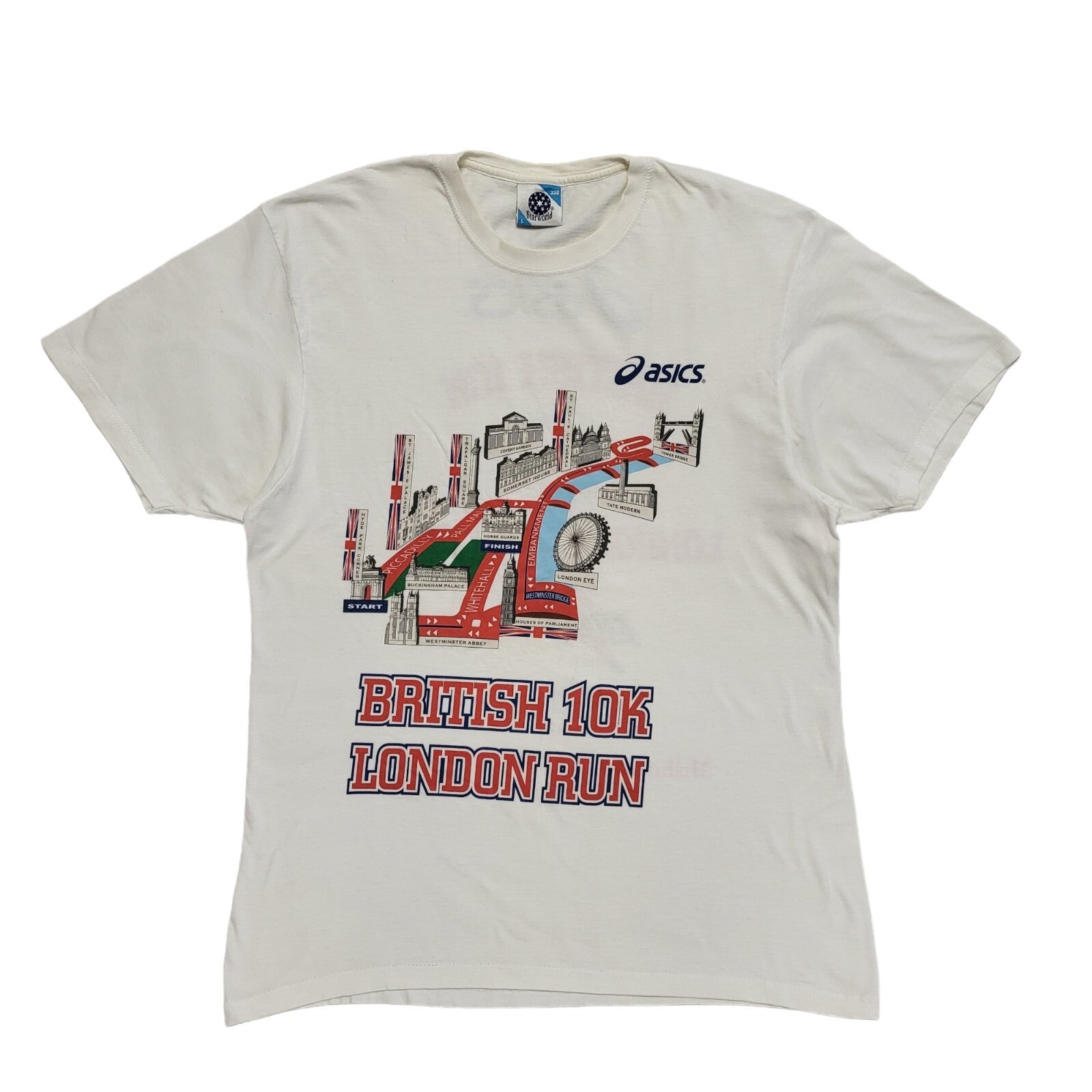 Oasis White London 10k 2010 Vintage Short Sleeve T-Shirt Mens Size L