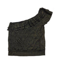 Miss Selfridge Vintage Y2K One Shoulder Gold & Black Ruffle Top Womens UK 10