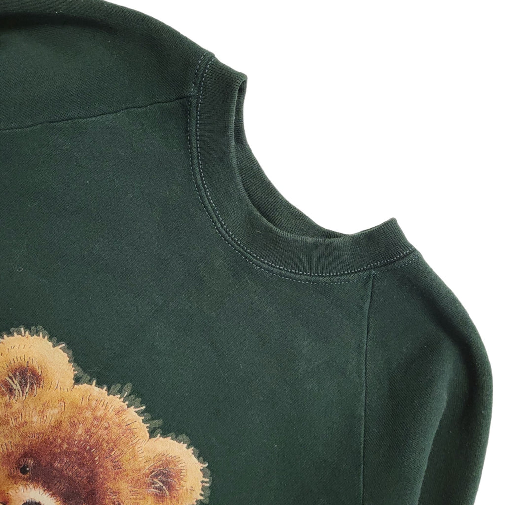 90s Fruit Of The Loom Green Bear Sweatshirt Uk Women's Size XL