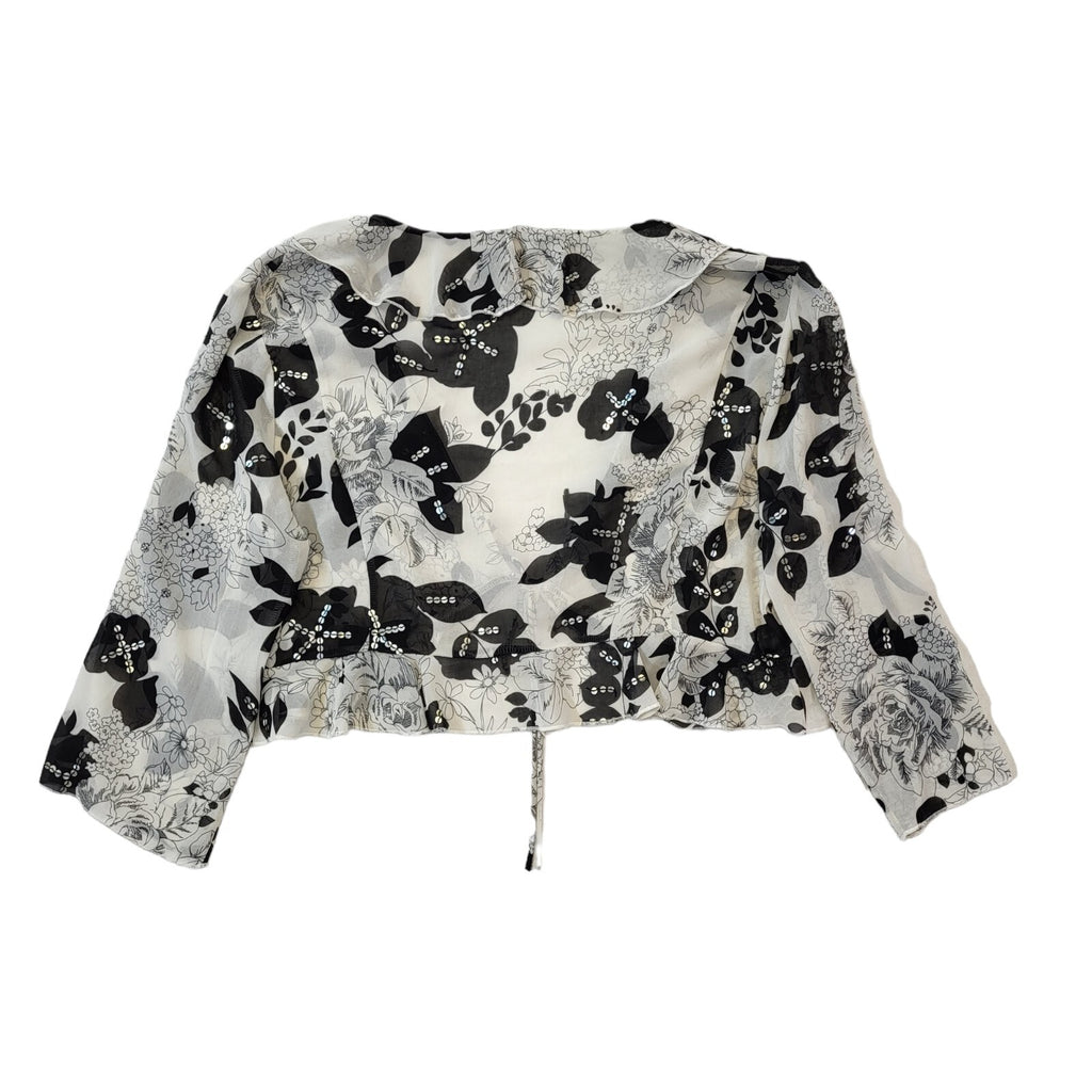 Michaela Louisa 90s Vintage Floral Print Front Tie Crop Blouse Women's 16