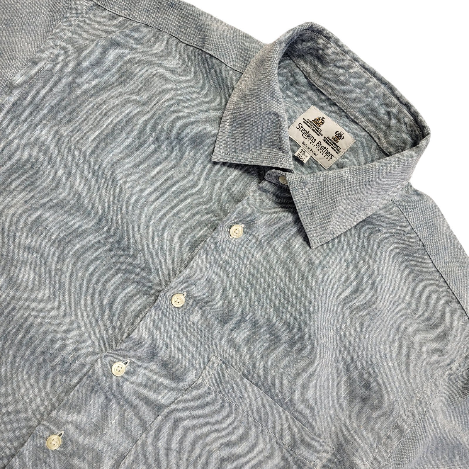 Stephens Brothers Vintage 90's Blue Short Sleeve Shirt Uk Men's Size M