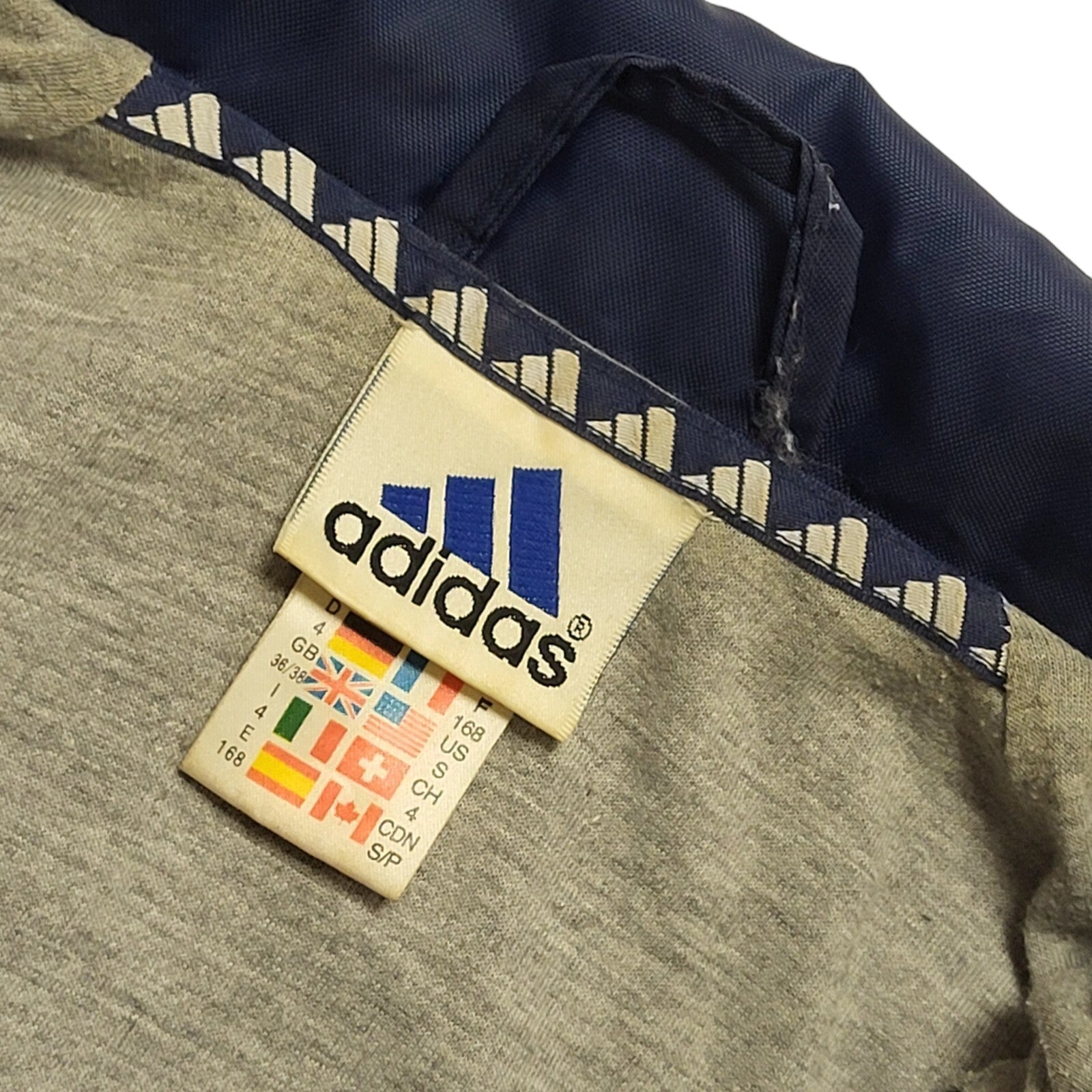 Adidas 90s Vintage Navy Blue Zip Up Jersey Lined Sports Jacket Uk Men's Size M