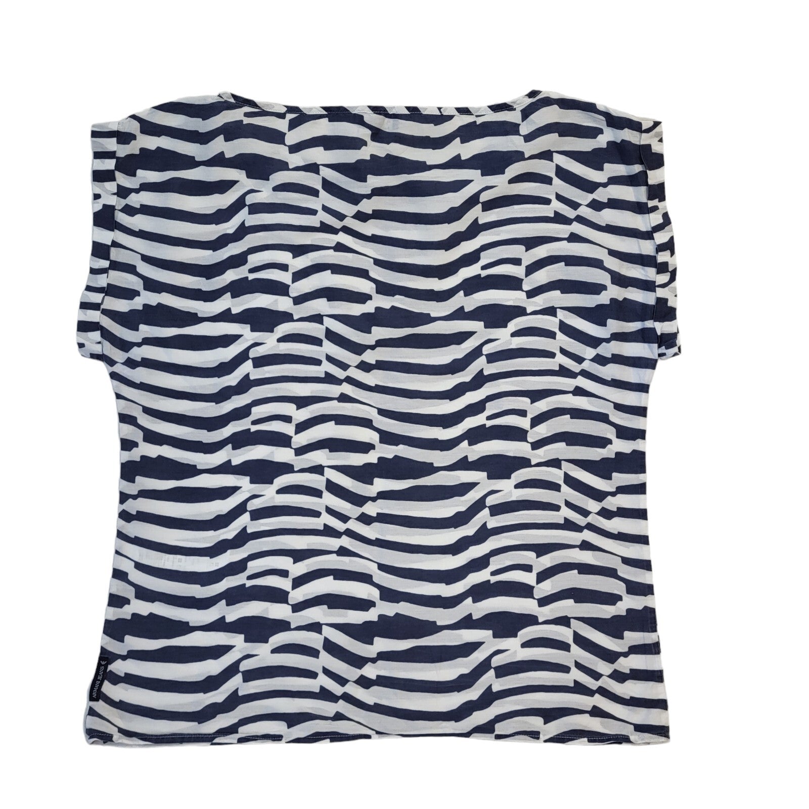 Armani Jeans Vintage 90's Blue & White Striped Top Women's UK 12