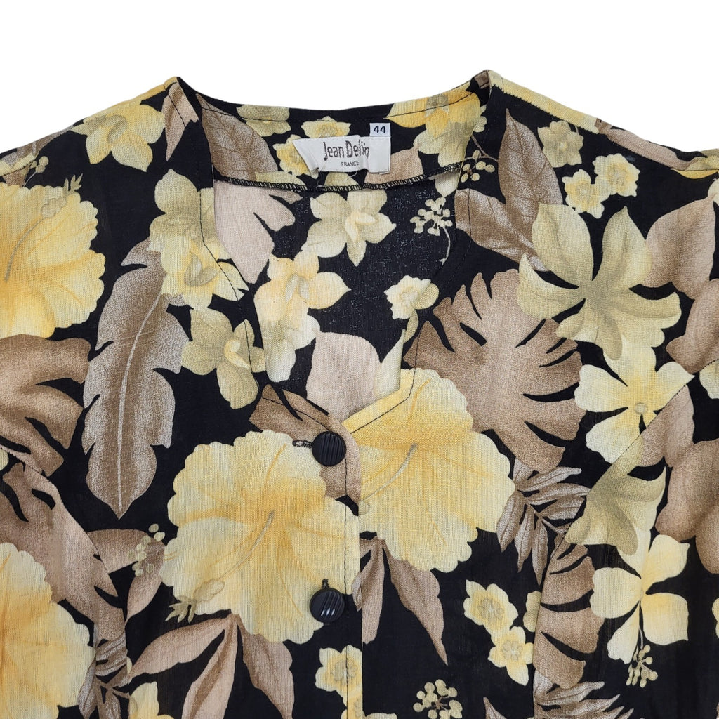 Jean Deflin 90s Vintage Floral Buttoned Daywear Dress Women's 14/16