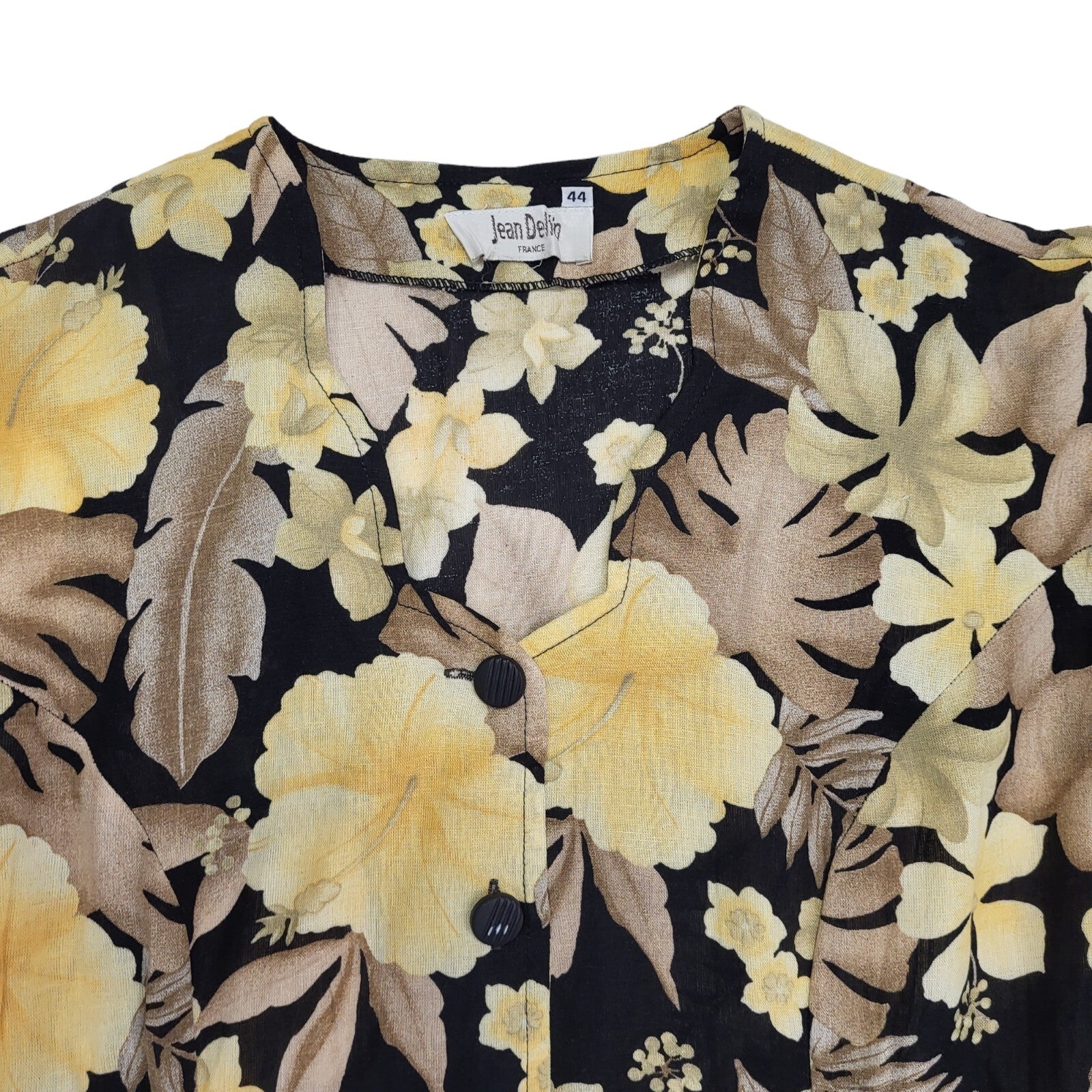 Jean Deflin 90s Vintage Floral Buttoned Daywear Dress Women's 14/16
