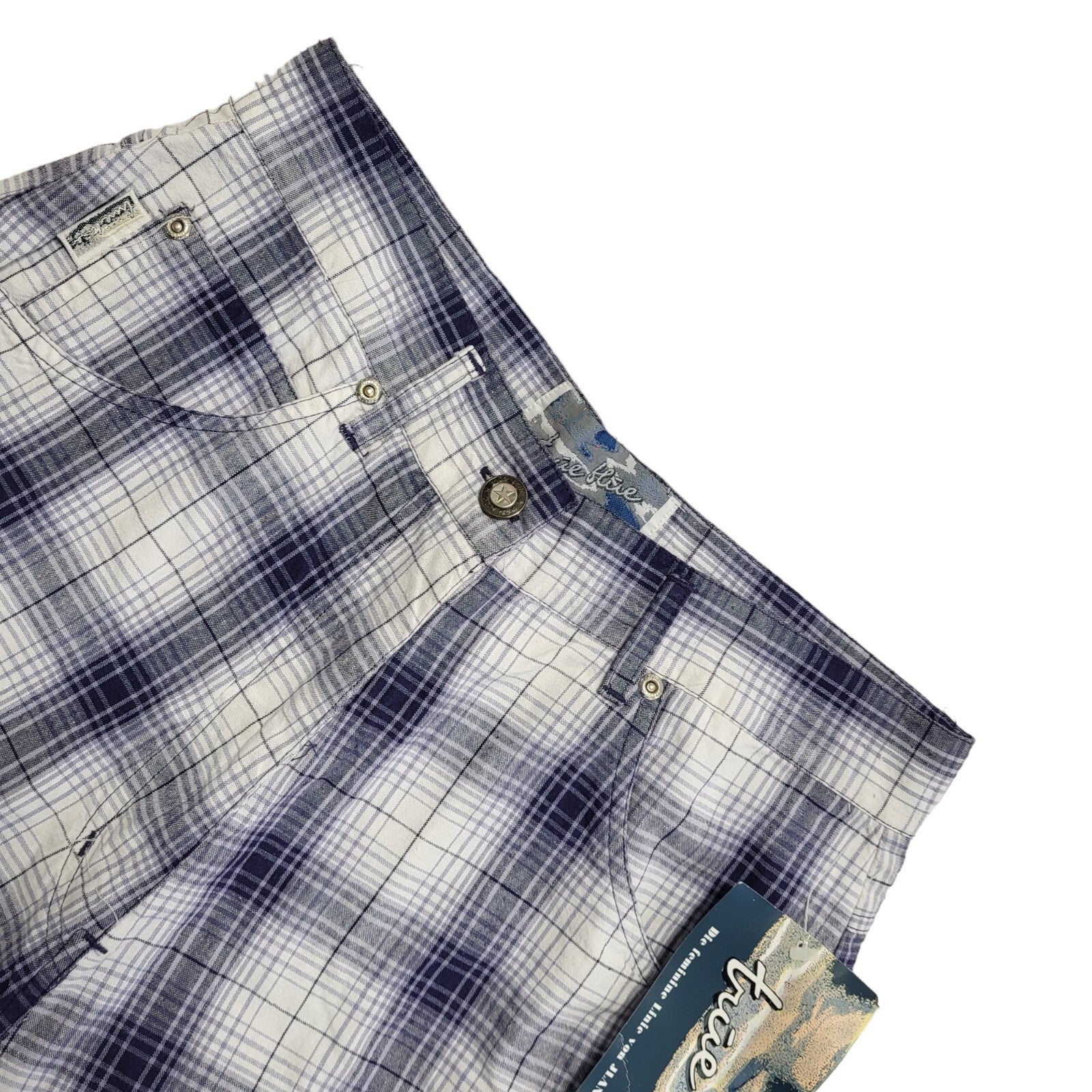 True Blue Vintage 90s Blue White Check Shorts Uk Women's Size Large