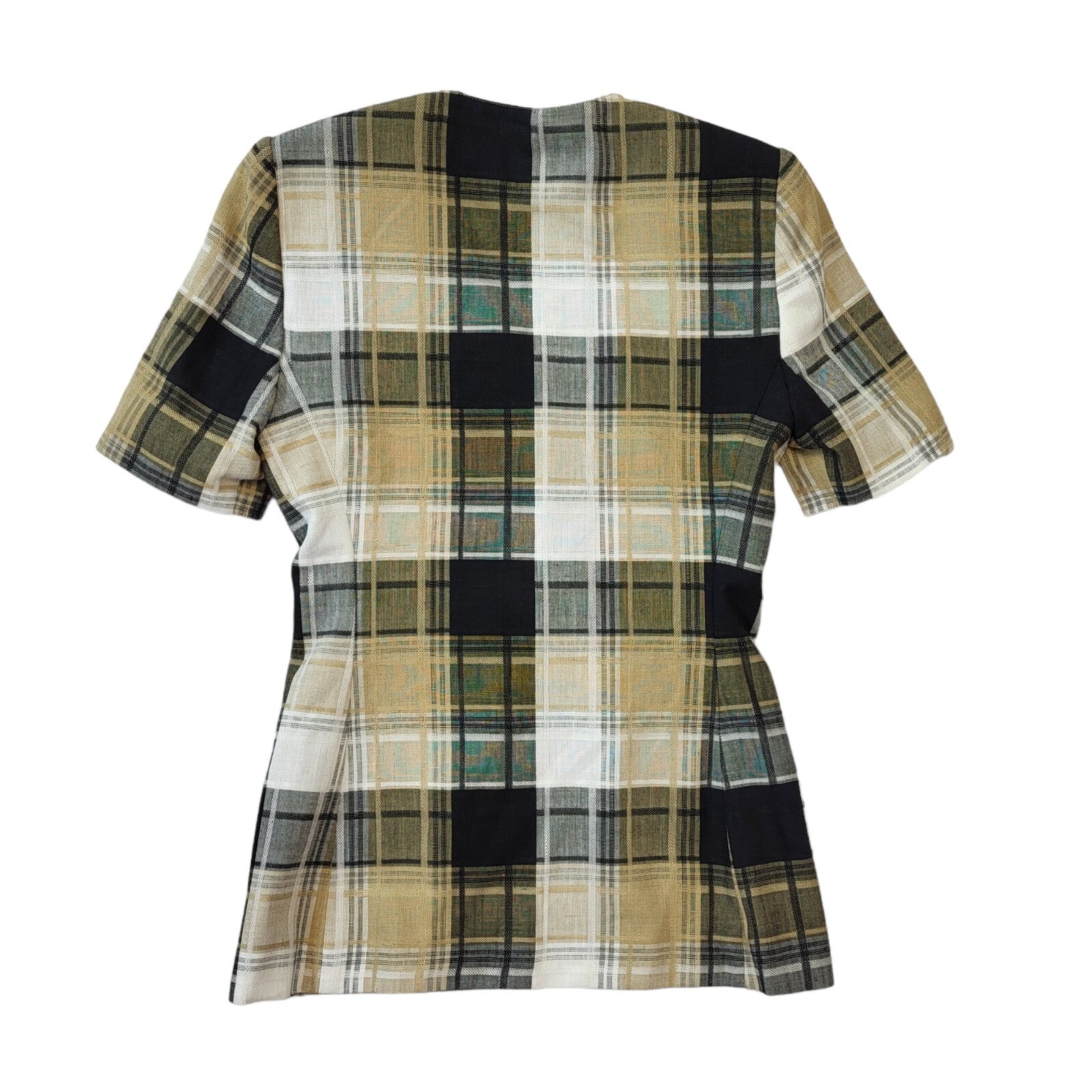 St Michael 90s Vintage Check Short Sleeve Button Up Blazer Women's Size Small