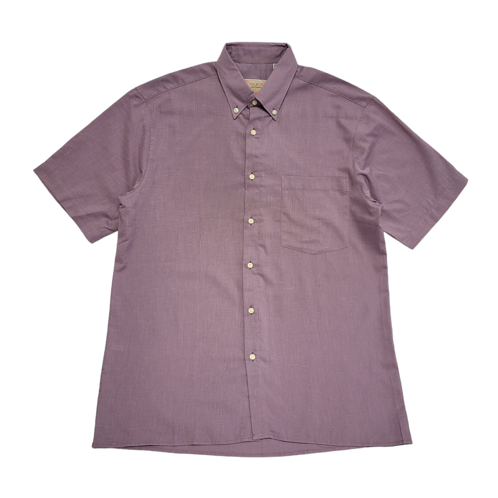 Macacos Vintage 90's Purple Short Sleeve Shirt Mens UK Size M