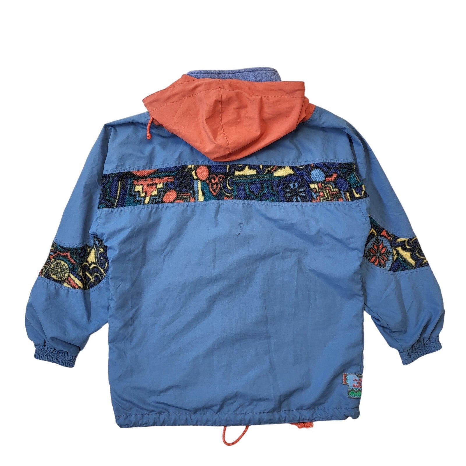 90s Vintage Blue & Orange Zip & Snap Hooded Jacket Women's Size 18