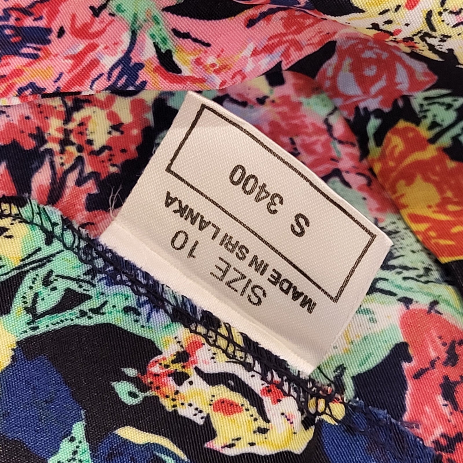 Vintage 80s Blue Pink Floral 3/4 Sleeve A-Line Dress Uk Women's Size 10