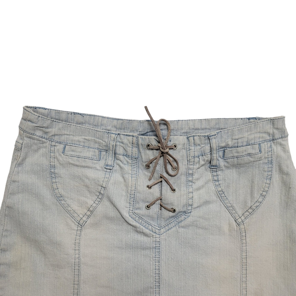 Pilot Y2k Light Blue Lace-Up Short Denim Skirt Uk Women's Size 10