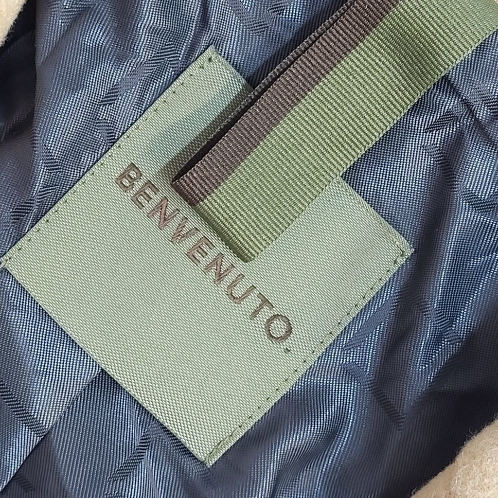 Benvenuto Vintage 90s Beige Wool Button Overcoat Uk Men's Size Medium