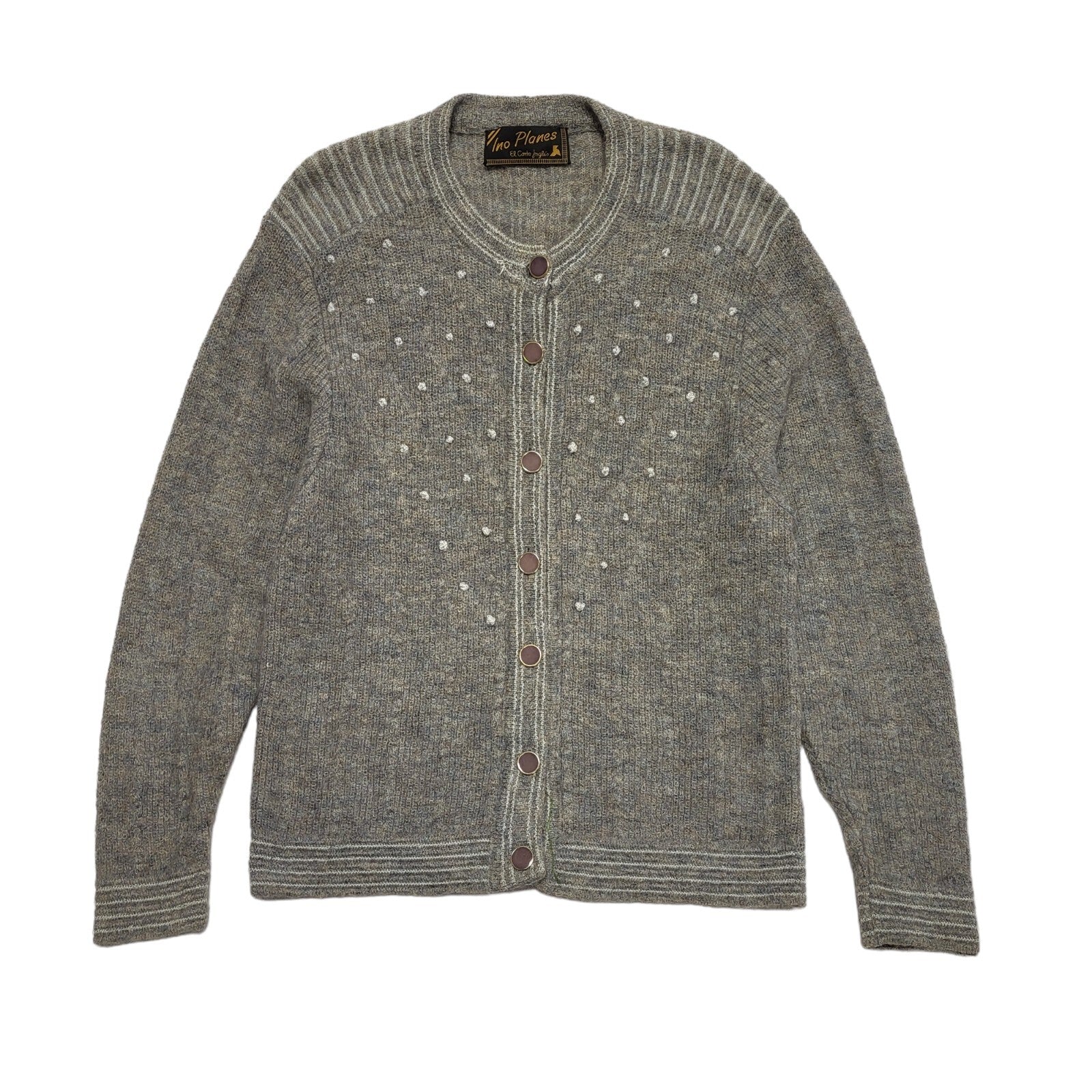 Ino Planes 80s Grey Sequins Button Cardigan Uk Women's Size 12/14