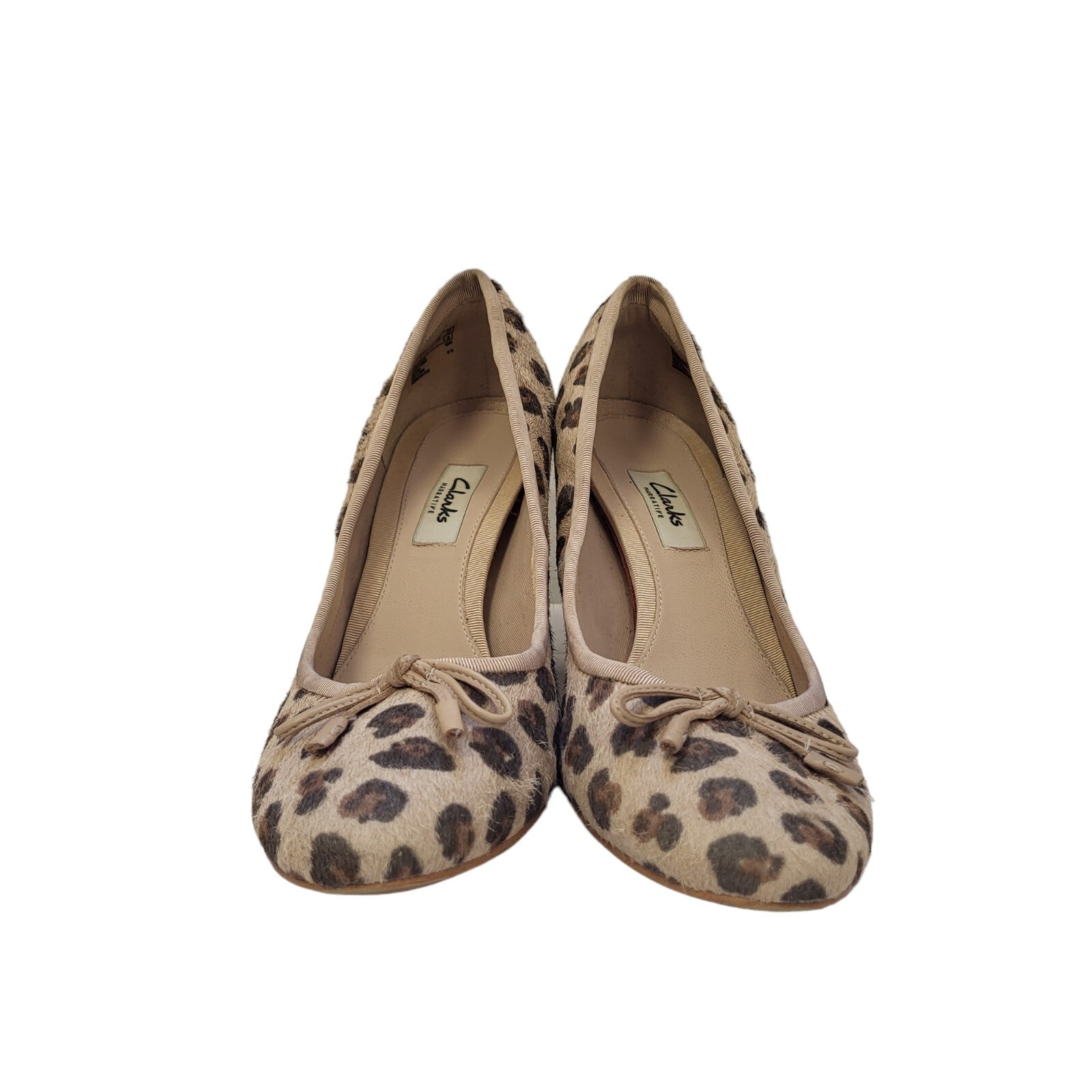 Clarks Beige Animal Print Vintage Slip-on Heels Shoes Uk Women's Size 6 ?