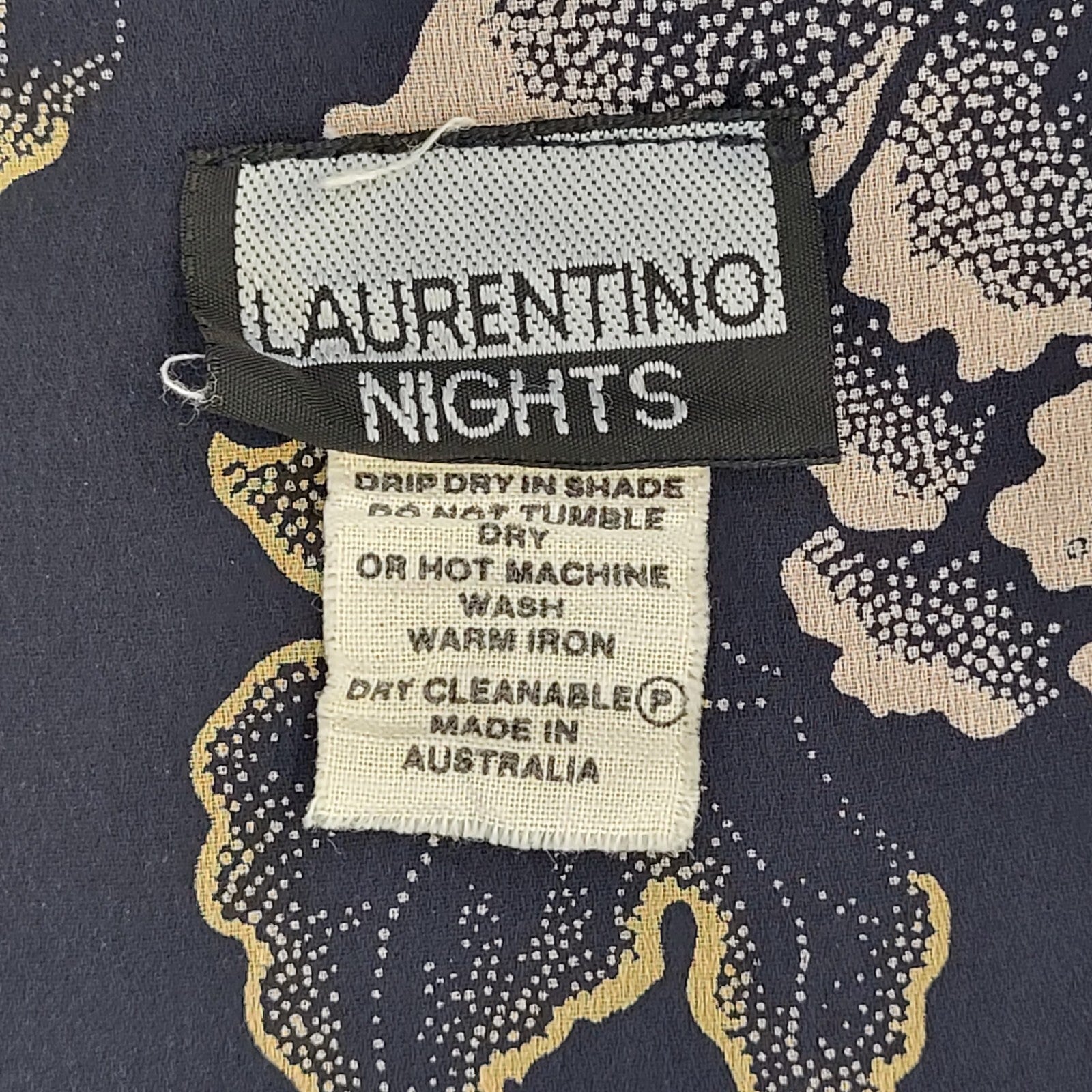 90s Vintage Laurentino Navy Floral Buttoned Daywear Dress Women's Size 16