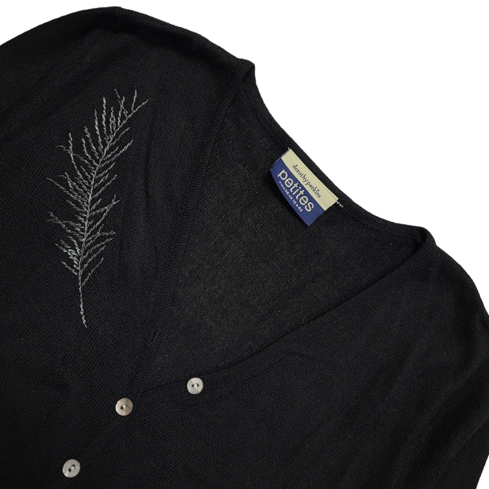 Dorothy Perkins Vintage 90s Black Button Cardigan Uk Women's Size 12