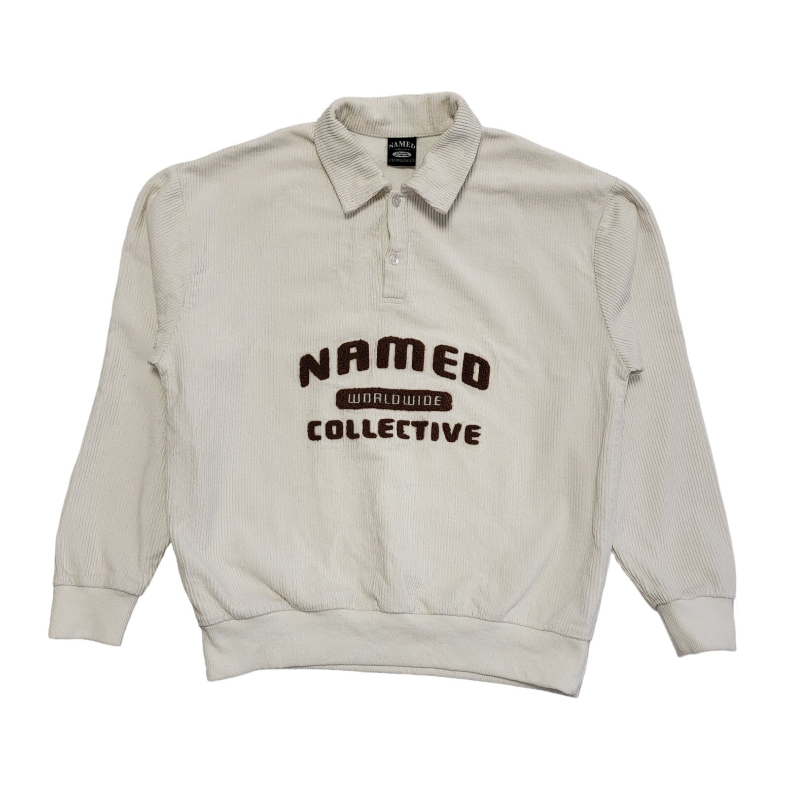 Named Vintage 80s White Collared Corduroy Jumper Uk Men's Size XS/S