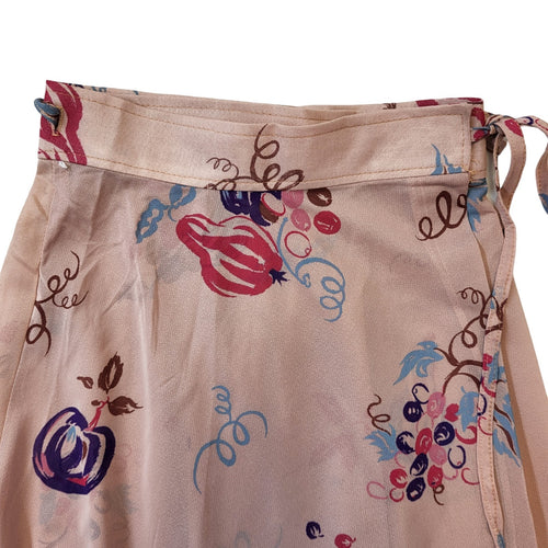 70s Vintage Pink Floral Wrap Skirt Women's Size 10 W28 Eu 38