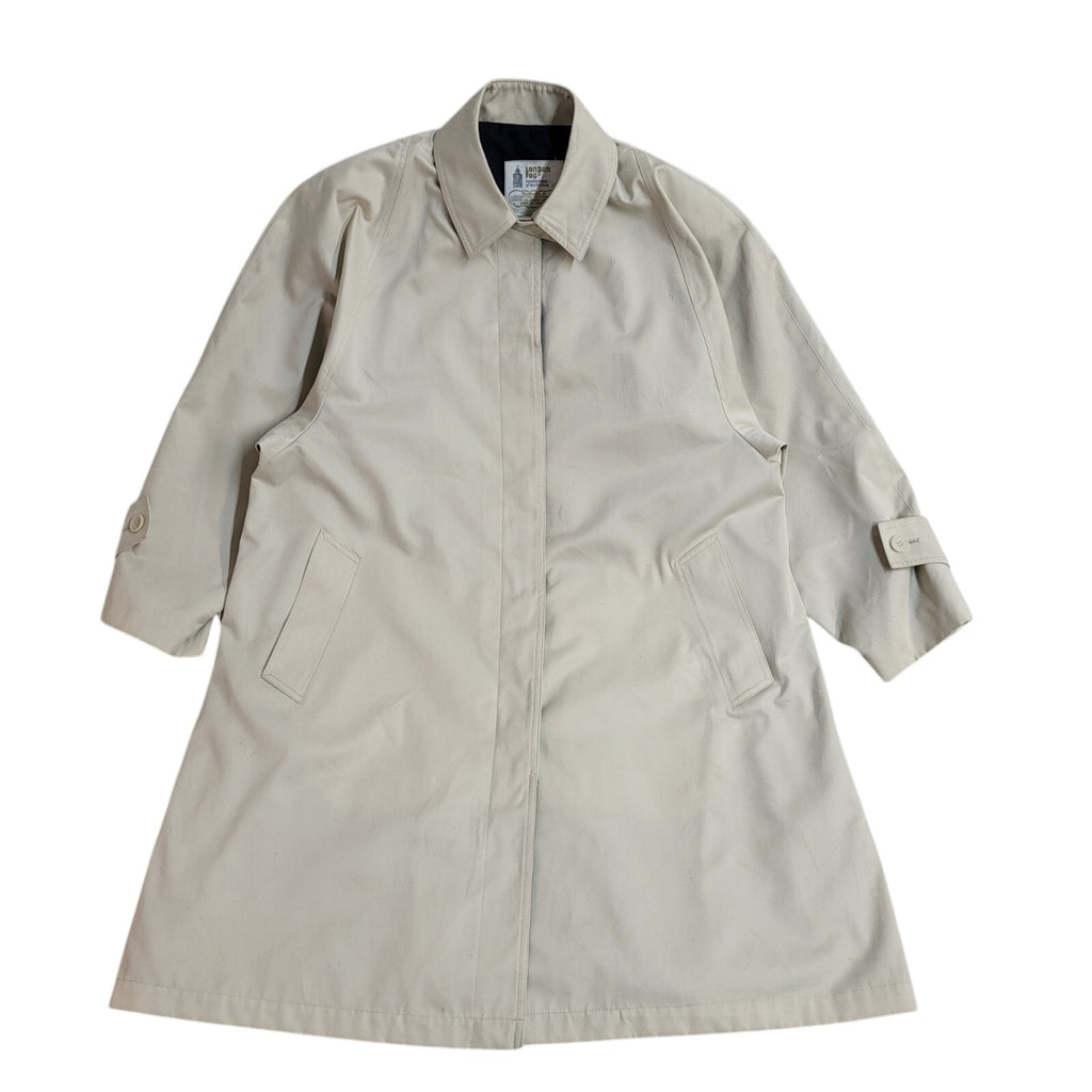 London Fog Cream / Beige  Button Front Collared Coat 90s UK Women's Size 14
