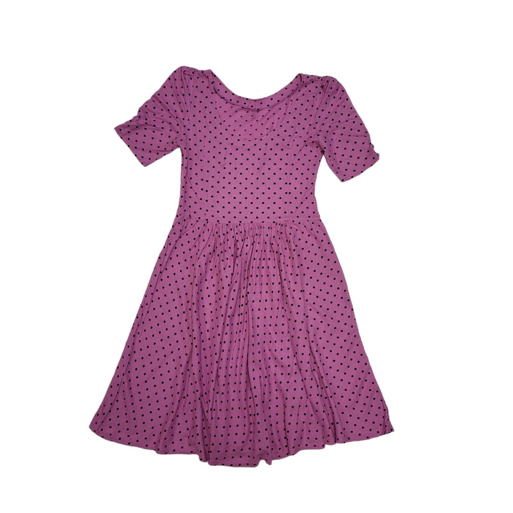 80s Vintage Lilac Polka Dot Fit & Flare Daywear Dress Women's 12