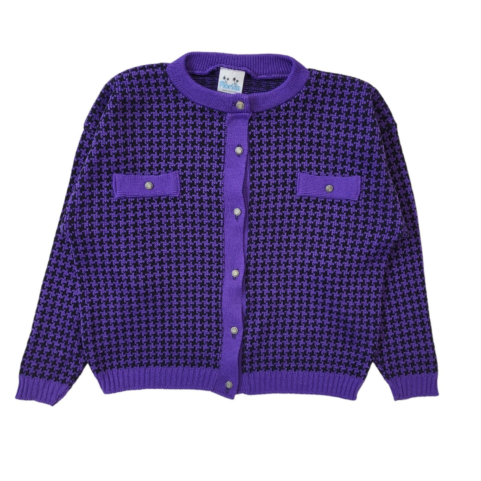 Florida 90s Vintage Purple Button-Up Cardigan Women's Size 14 Eu 42