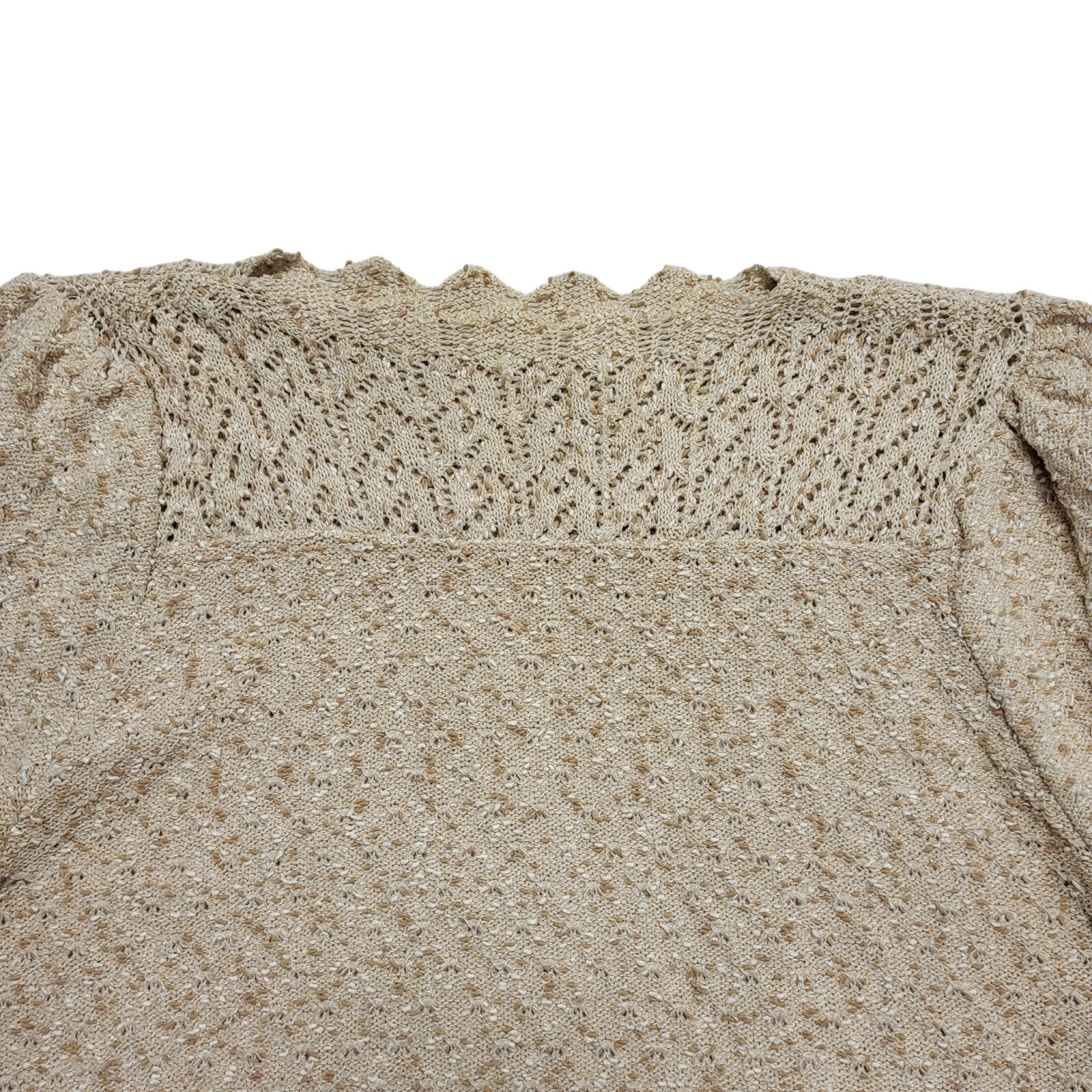 Vintage 80s Beige Short Sleeve Knitted Top Uk Women's Size Small