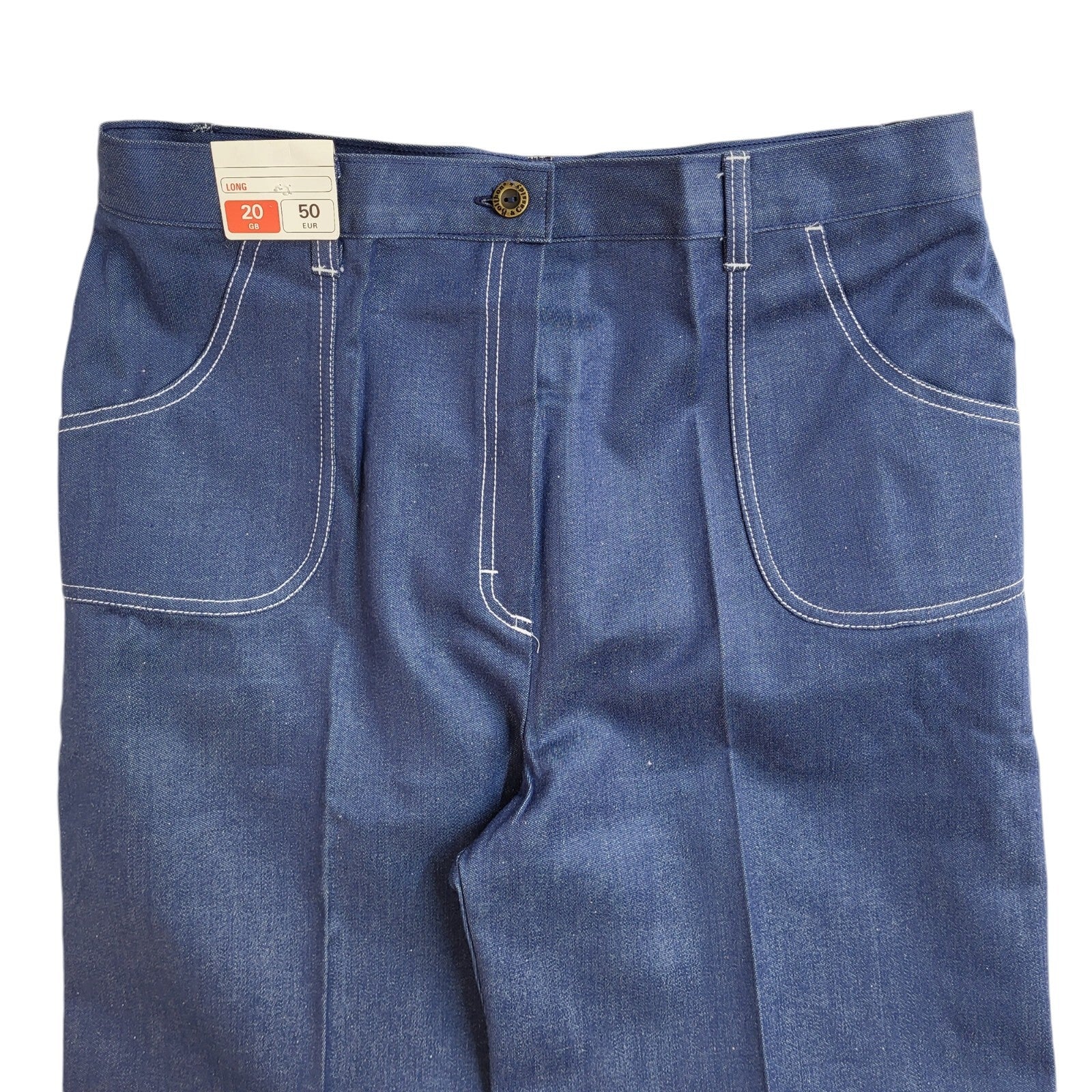 St Michael 70s Dark Blue Wide Leg Denim Jeans Uk Women's Size 20 W38 L32