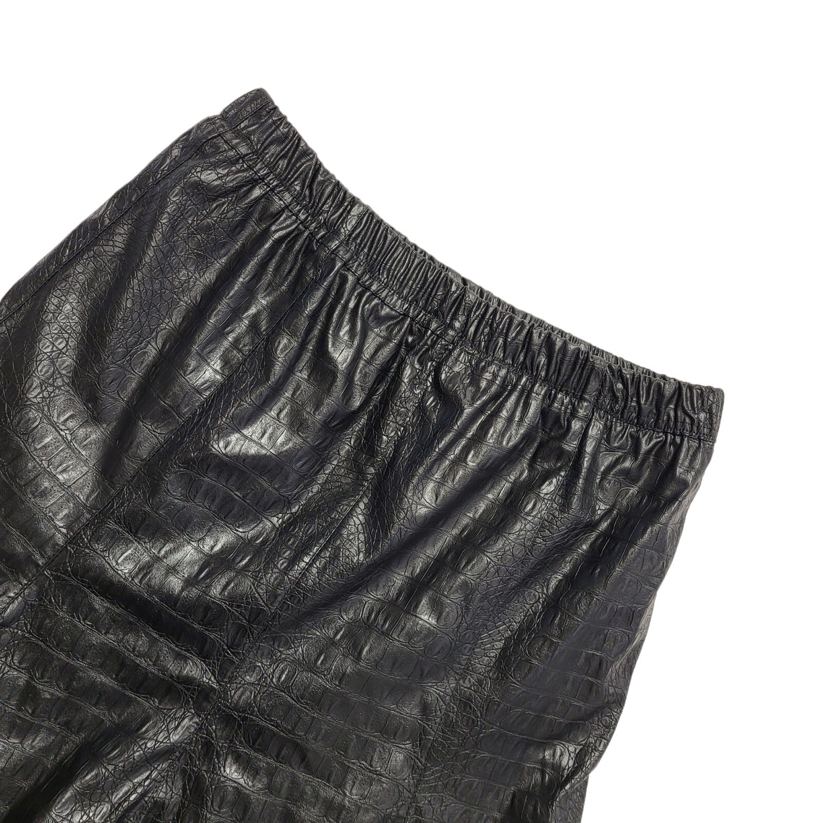 Vintage 90's Black Faux Leather Skirt Uk Women's Size 12-14 W32