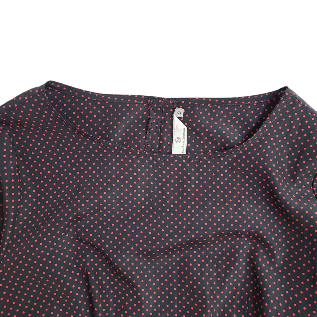 Next 90's Long Sleeve Fit & Flare Black & Red Midi Length Dress Women's Size 8