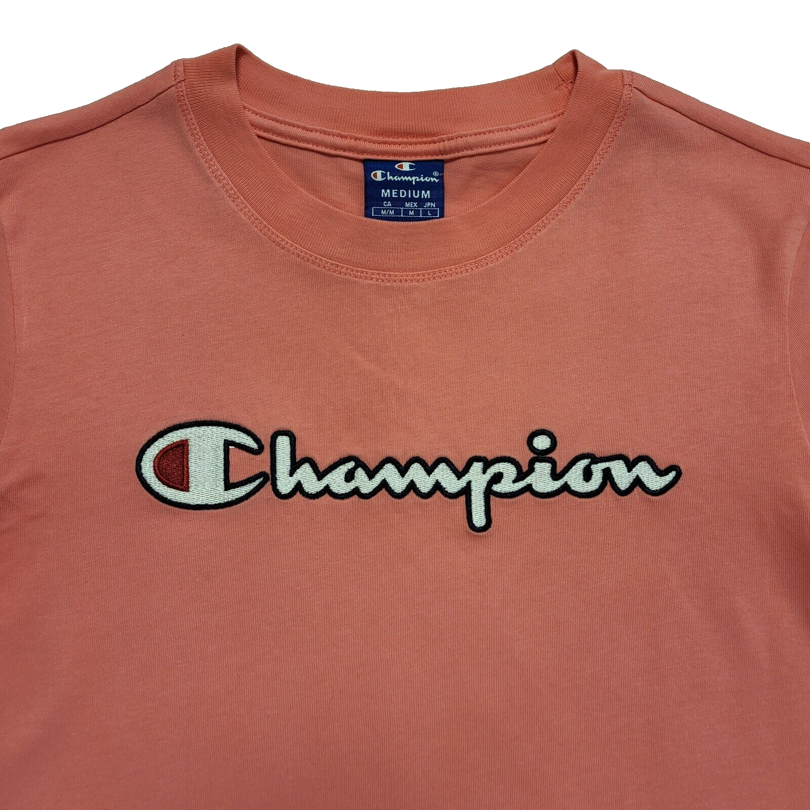 Champion Vintage Y2K  Pink Short Sleeve Round Neck T-Shirt Womens UK Size M