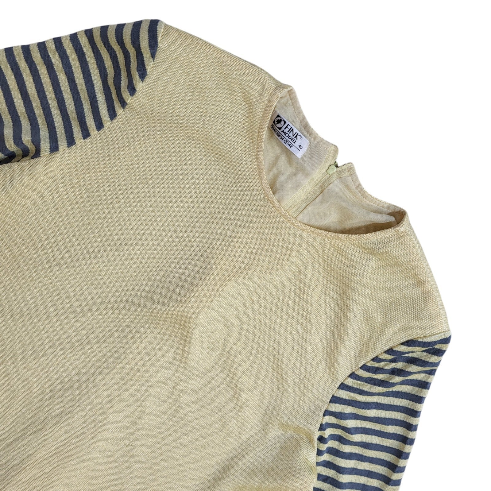 Fink Modell Yellow & Blue Midi Dress & Long Sleeve Cardigan UK Women's Size 14