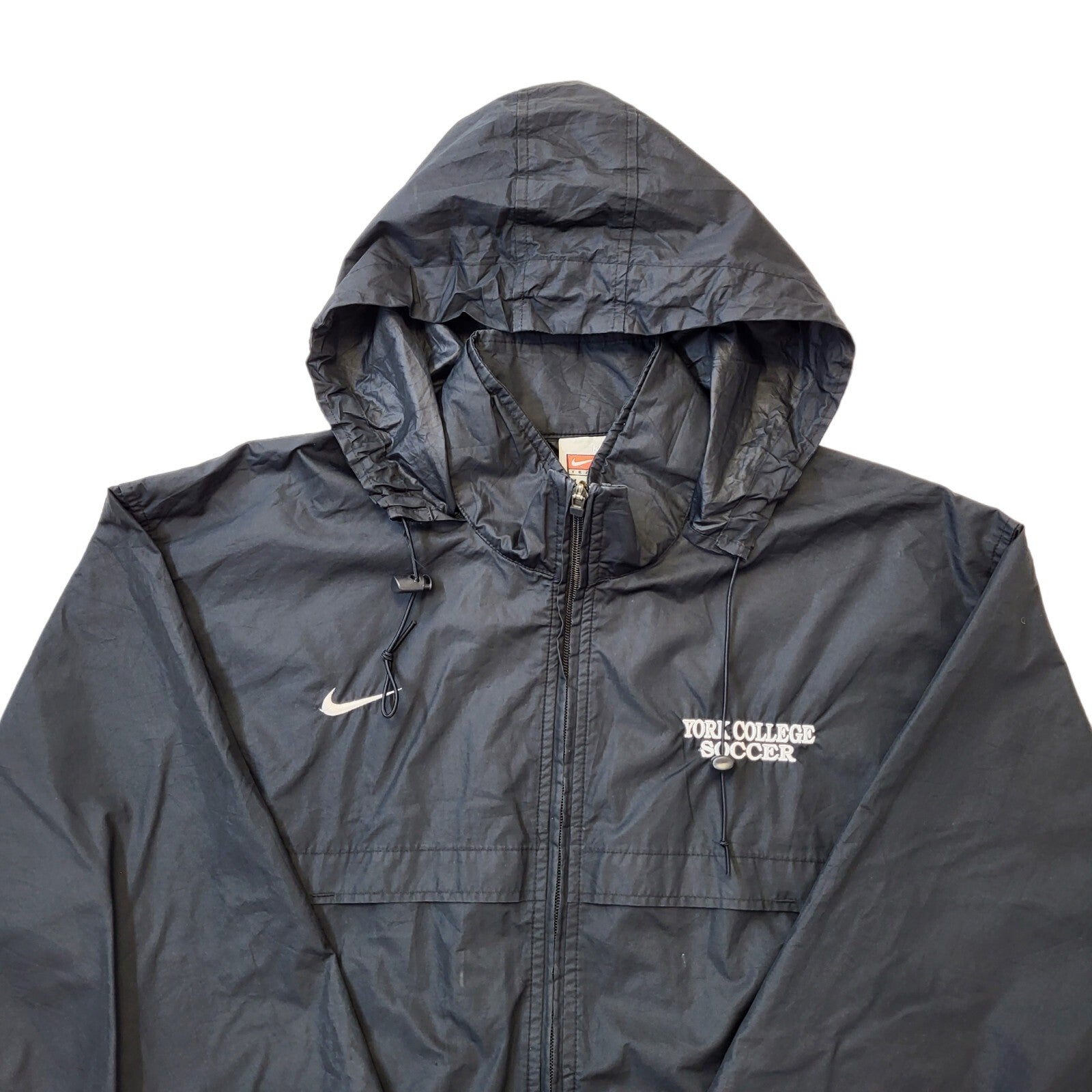 Nike 90s Vintage Black York College Hooded Jacket Men's Size Medium
